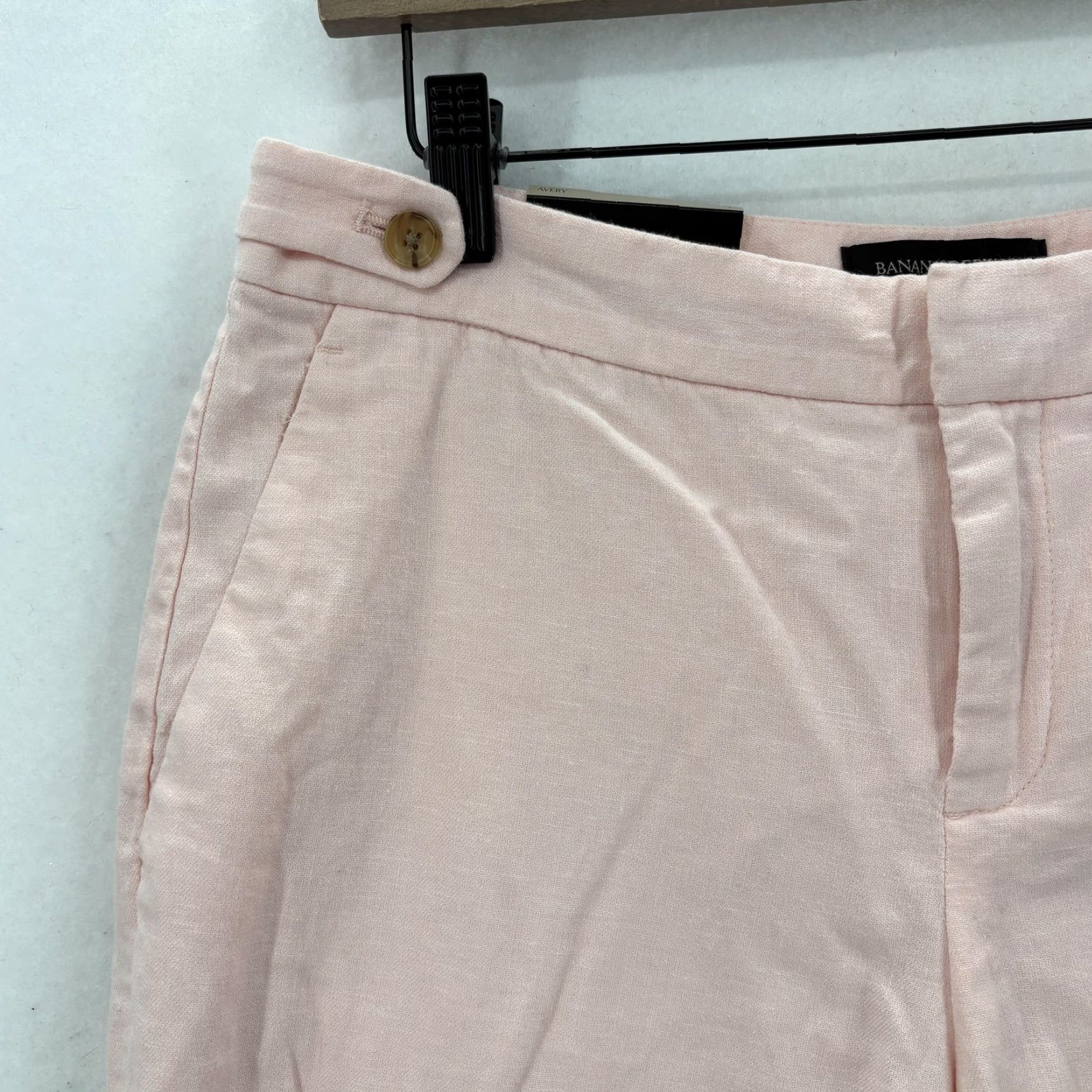 Banana Republic Banana Republic Pants Womens 4 Pink Linen Mid Rise Straight Ankle Stretch Size 27" / US 4 / IT 40 - 3 Thumbnail