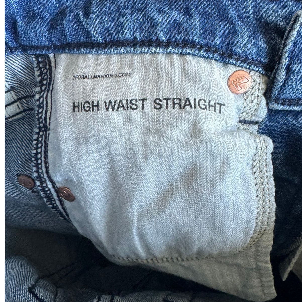 7 For All Mankind 7 For All Mankind High Waist Straight Jeans Side Slit Size 24" / US 00 / IT 34 - 7 Thumbnail