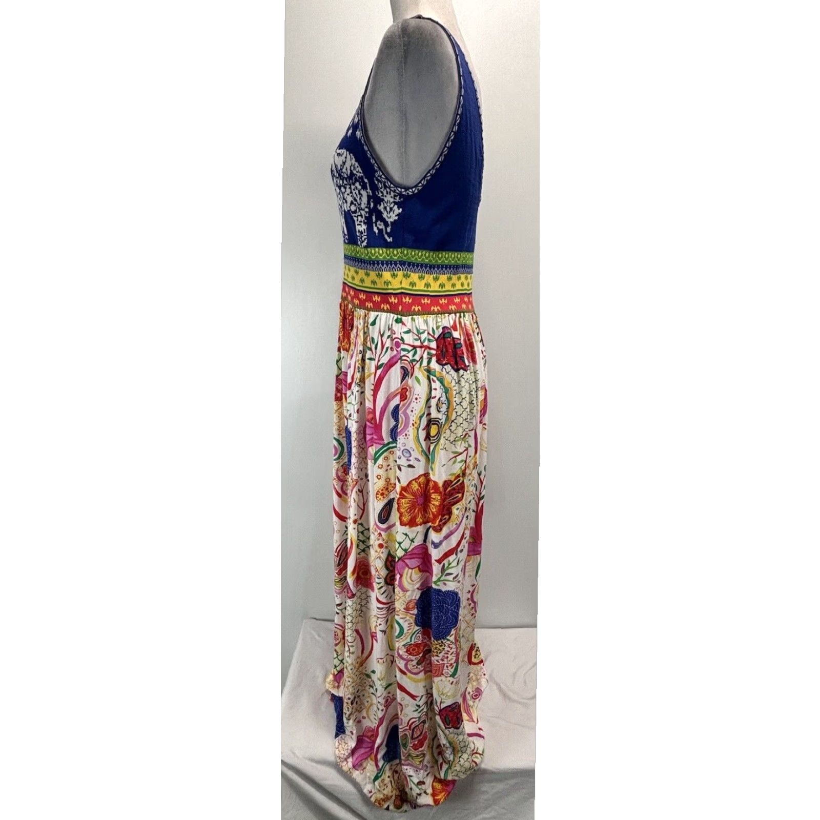 Desigual Desigual Floral Elephant Maxi Dress Blue Multicolored Sleeveless UK 12 EU 40 Womens Summer Size XL / US 12-14 / IT 48-50 - 2 Thumbnail