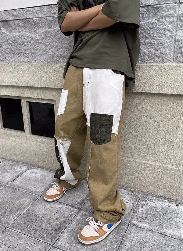 VIBE Khaki bandana patchwork grunge pants aesthetic Size US 34 / EU 50 - 3 Thumbnail