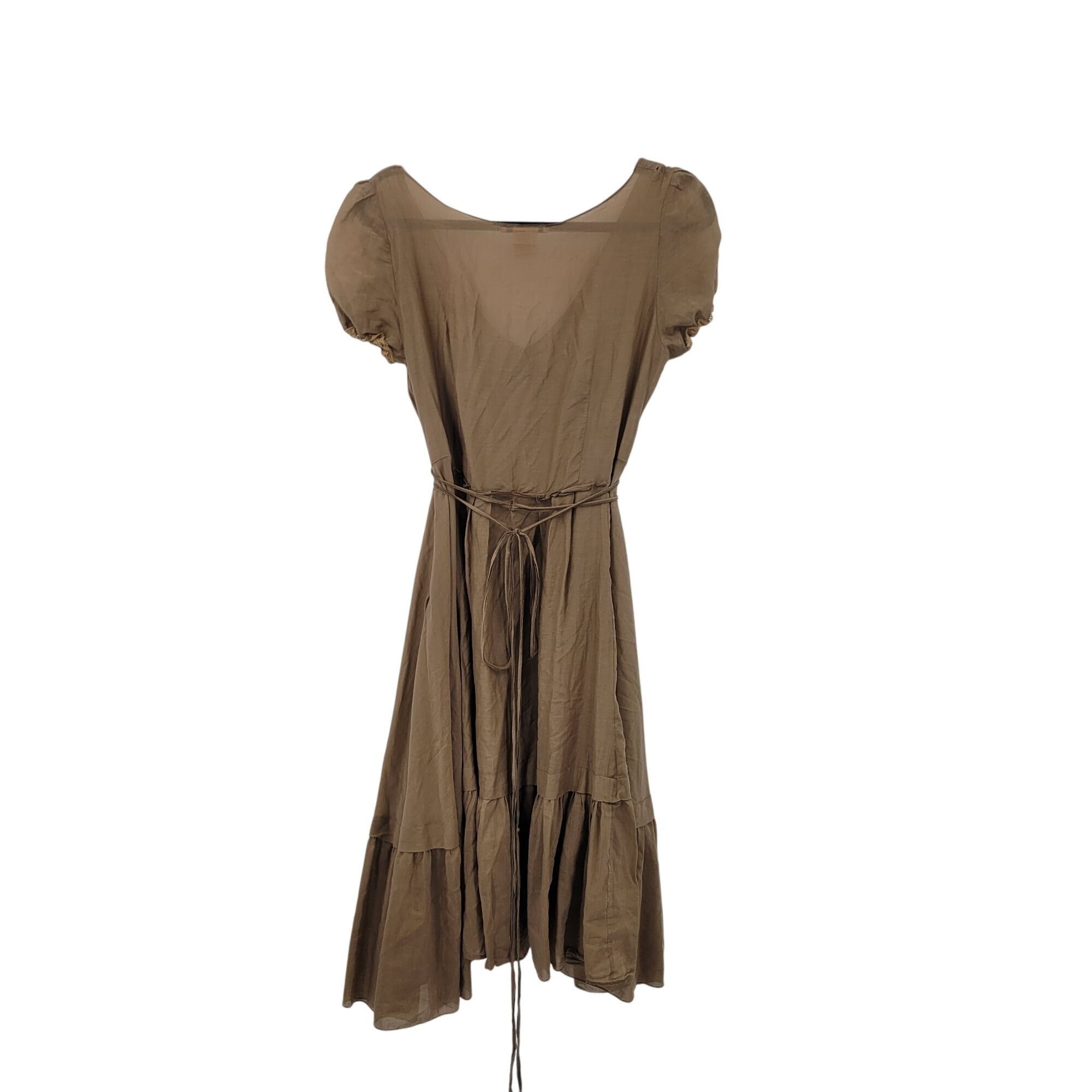 Vintage Vintage Brown Midi Peasant Dress Sz XL Silk Puff Sleeve Lett Size S / US 4 / IT 40 - 4 Thumbnail