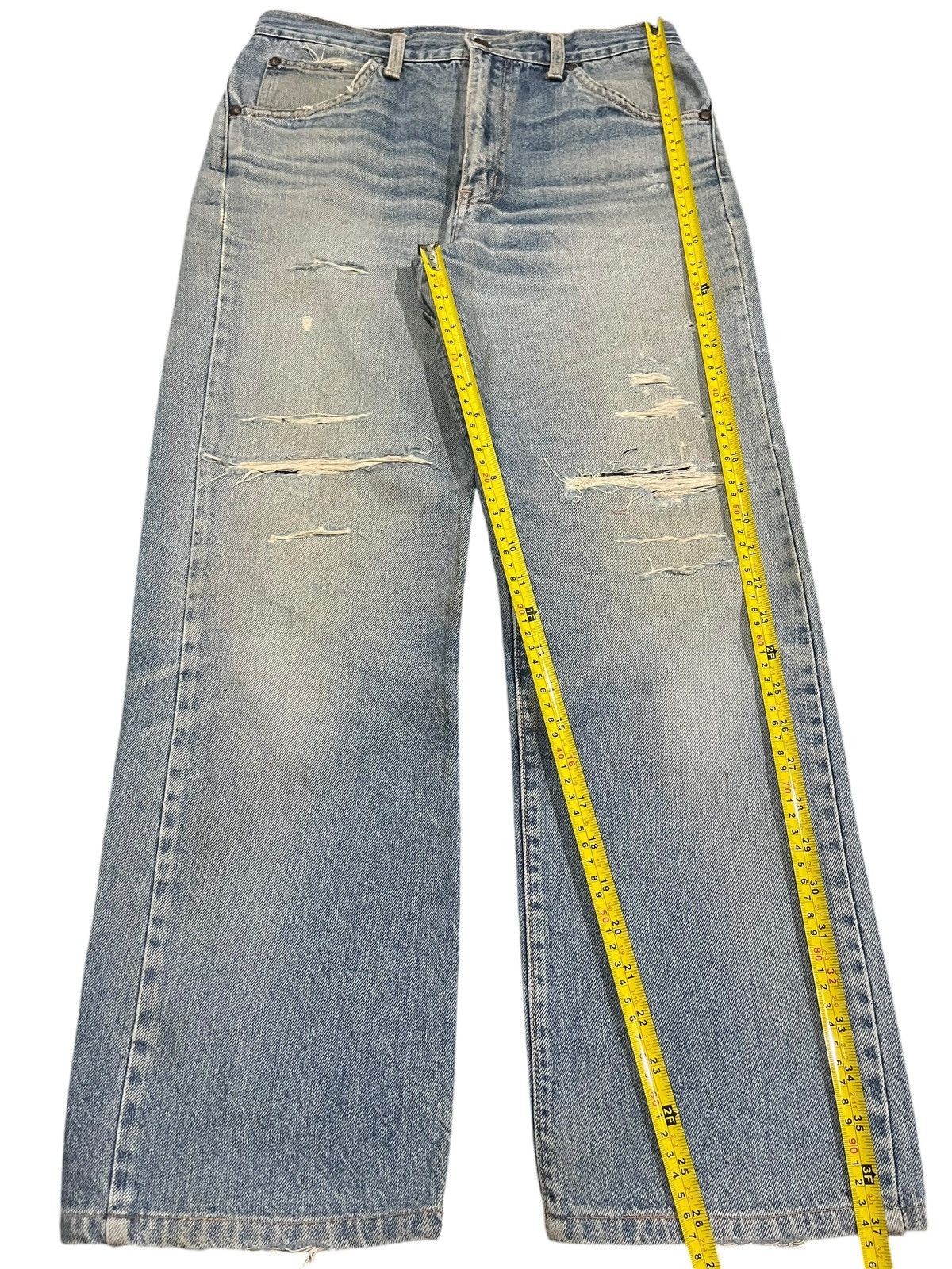 Edwin Vintage Japanese Brand Blue Washed Distressed Wide Leg Jeans Size US 30 / EU 46 - 11 Thumbnail