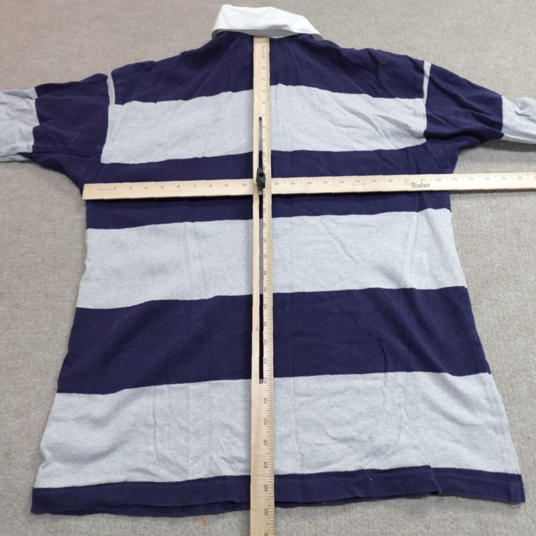 Vintage VINTAGE McIntosh & Seymour Rugby Shirt L Blue White Striped Knit Cotton Collared Button Embroidered Men Size US L / EU 52-54 / 3 - 5 Thumbnail