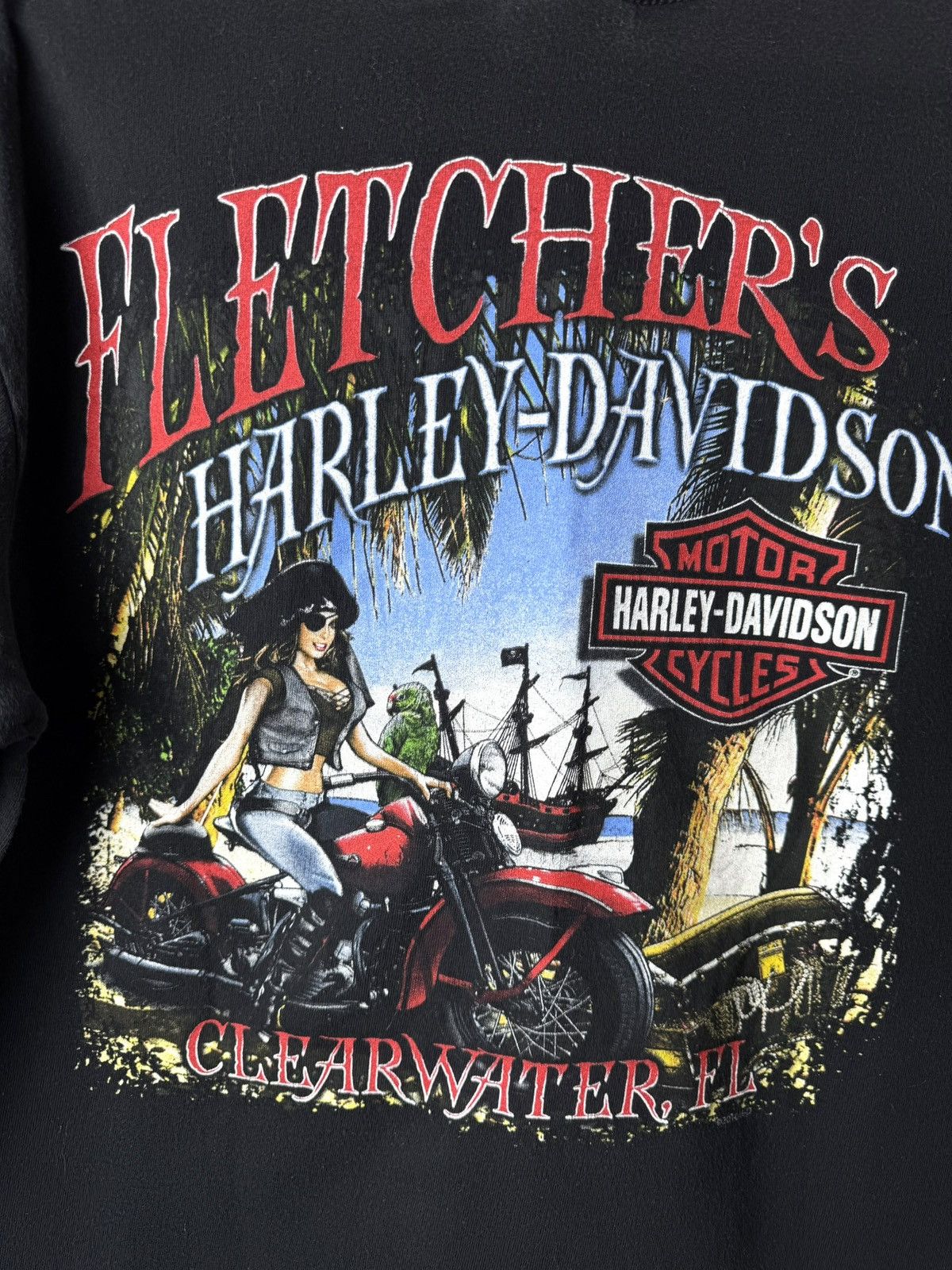 Harley Davidson Vintage Harley Davidson Clearwater Florida Sexy Girl T Shirt Size US L / EU 52-54 / 3 - 6 Thumbnail
