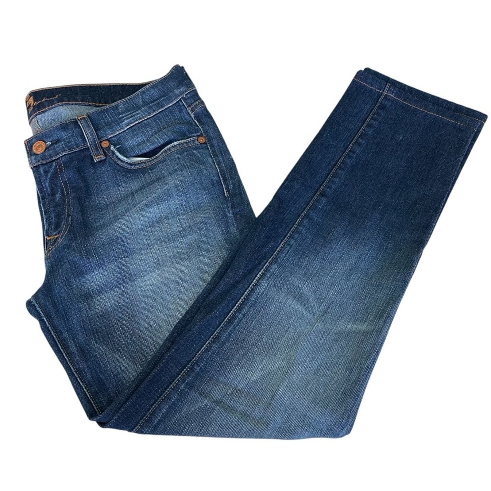 7 For All Mankind 7 For All Mankind Roxanne MidRise Slim Ankle Jean Dark Rinse Size 30" / US 8 / IT 44 - 7 Thumbnail