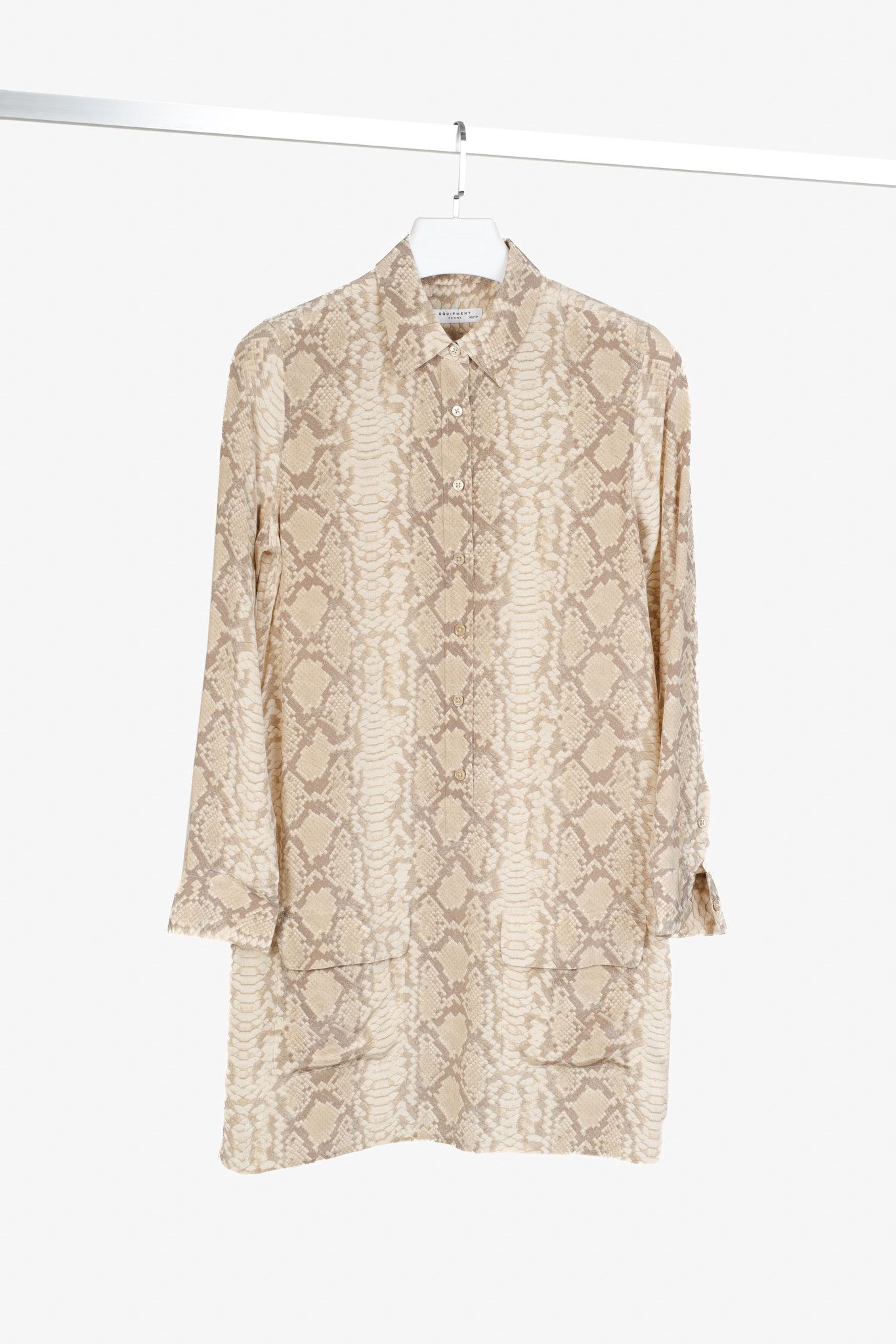 Equipment Equipment Lucida Sand Snake Khaki Long-Sleeve Shift Dress Size XS / US 0-2 / IT 36-38 - 1 Thumbnail