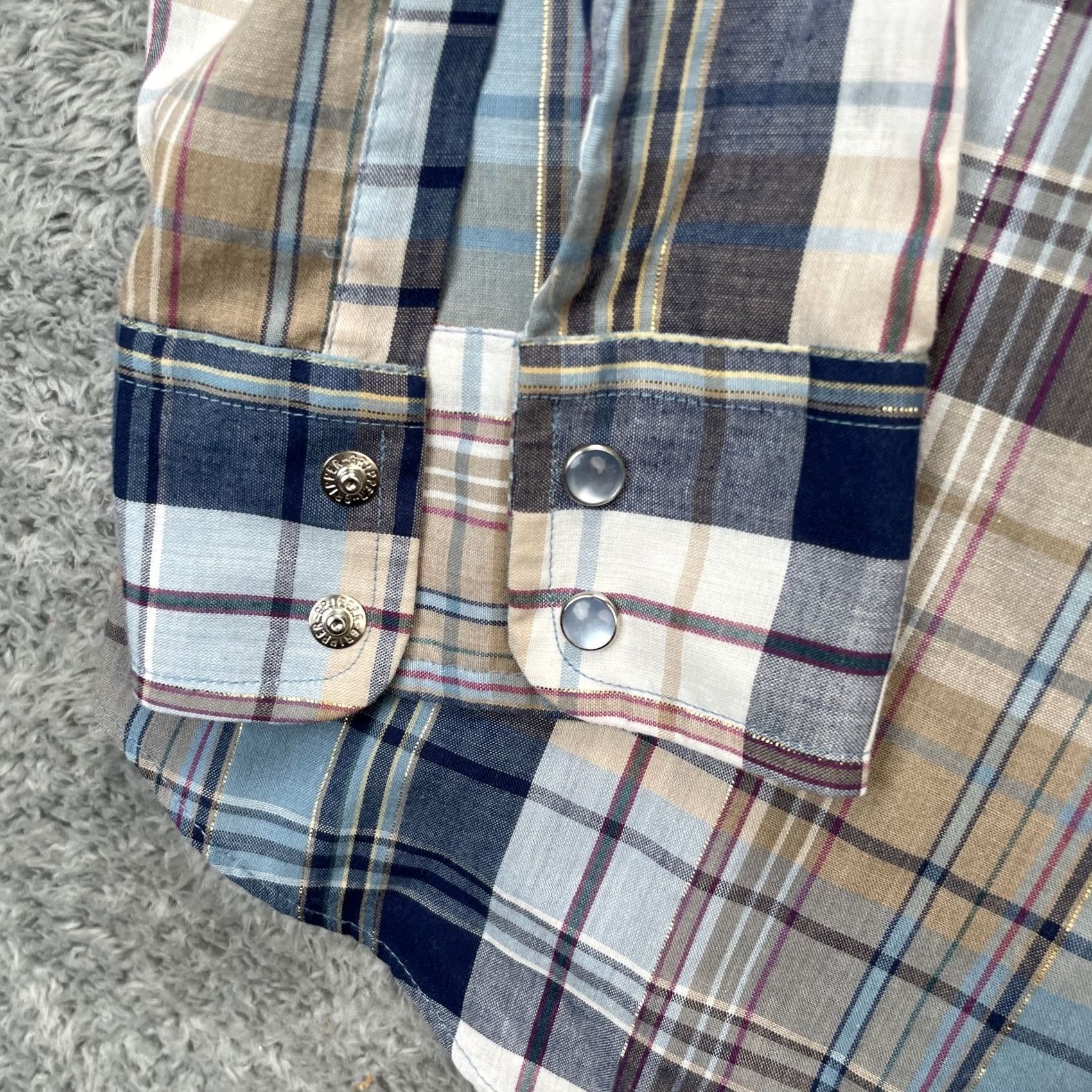 Levi's VINTAGE Levi's Shirt Mens Large Blue Plaid Cotton Pearl Snap Cowboy Western 80s Size US L / EU 52-54 / 3 - 4 Thumbnail