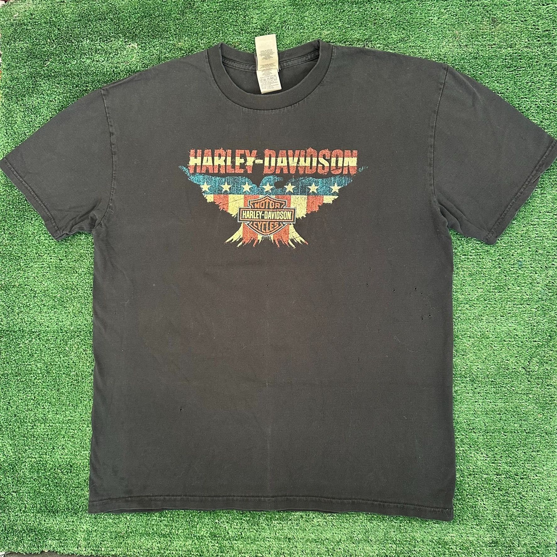 Vintage Y2K Harley Davidson T-Shirt Moto Grunge Boxy Faded B
