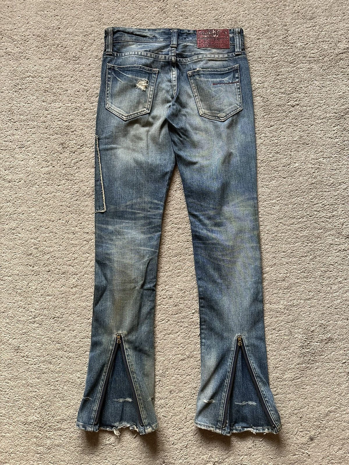 Isamu Katayama Backlash 2000s Varosh Distressed Quote Flare Jeans Size US 30 / EU 46 - 6 Thumbnail