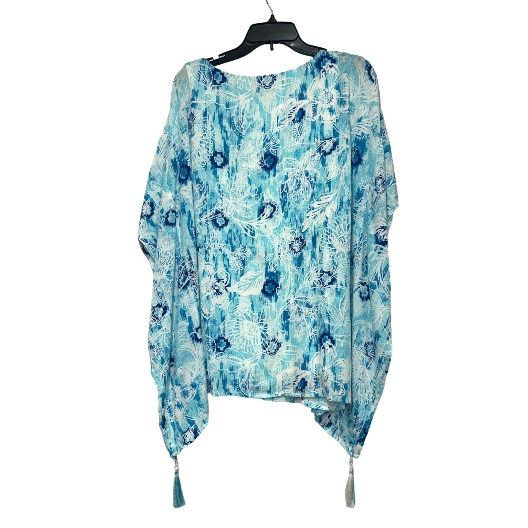 JM Collection JM Collection Plus Size Printed Gauze Poncho Top, Seafoam Bl Size ONE SIZE - 7 Thumbnail