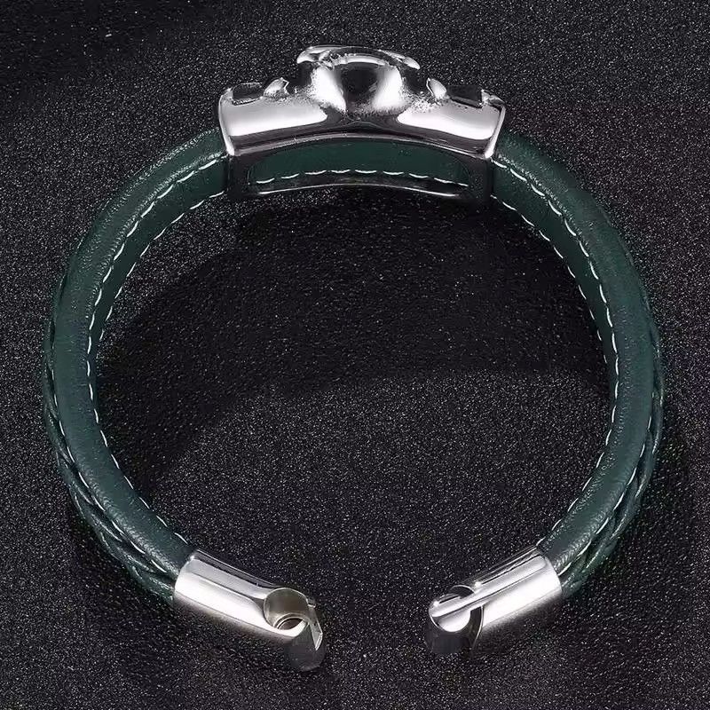 Other Vintage Owl Magnet Clasp Green Leather Rope Bracelet Size ONE SIZE - 4 Thumbnail