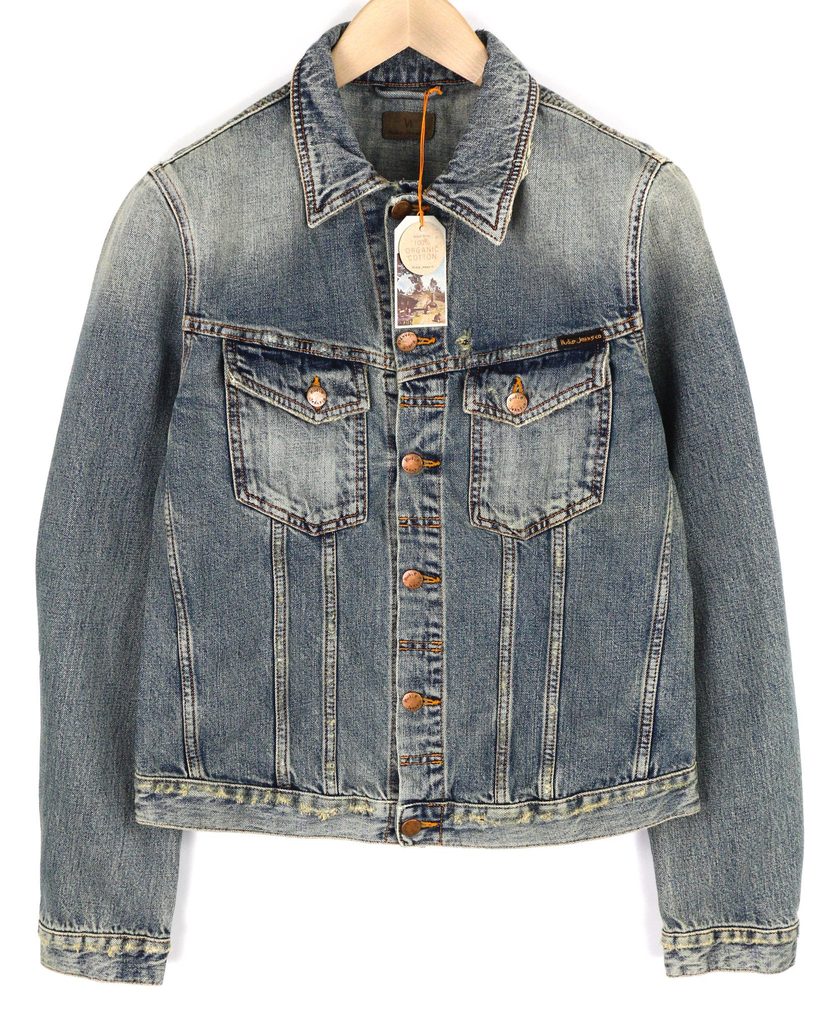 Nudie Jeans BILLY M Shimmering Indigo Washed Ripped Polo Jacket 82475 Size US M / EU 48-50 / 2 - 1 Thumbnail