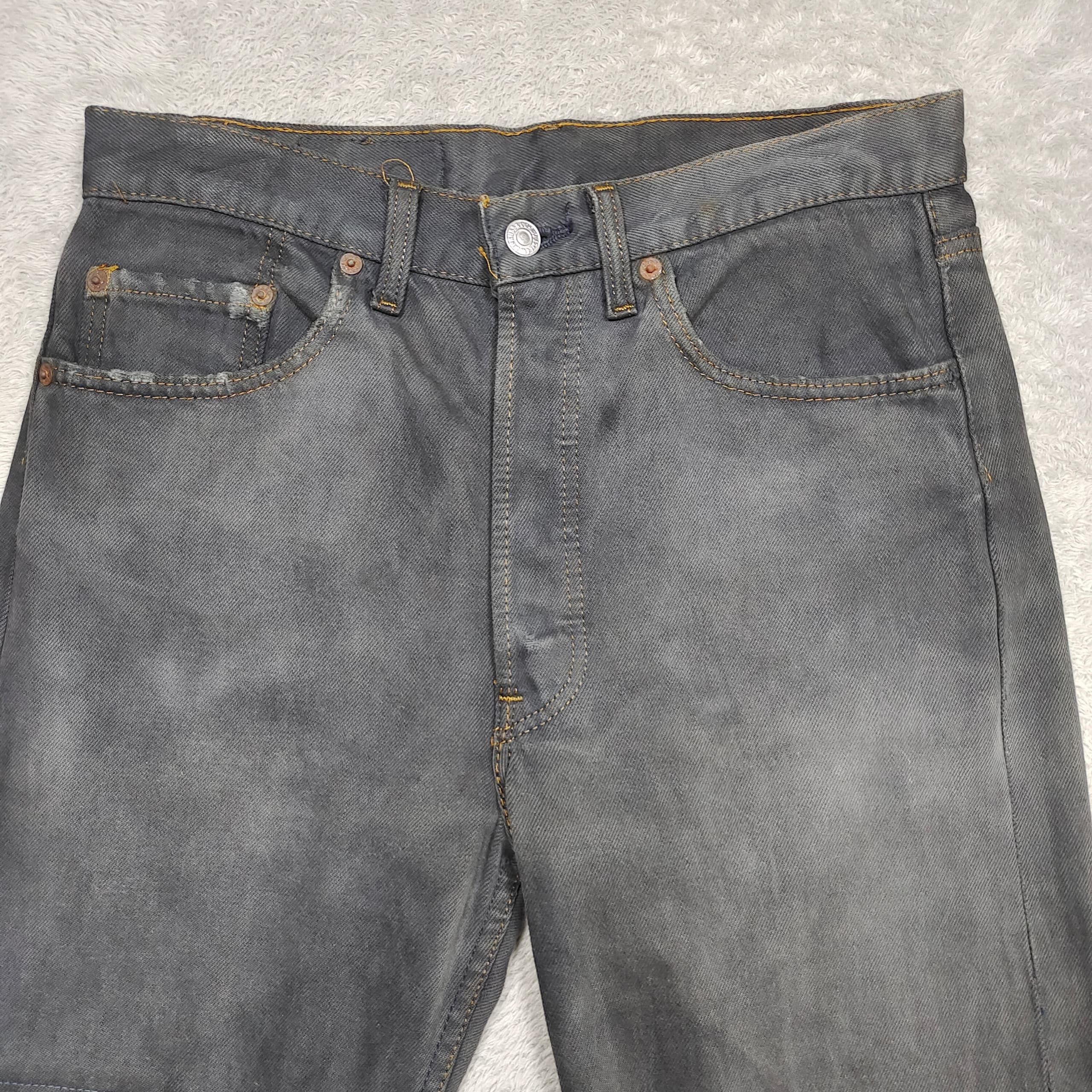 Levi's Vintage 90s Levi’s 501 Overdyed Black Patched Knees Charcoal Size US 30 / EU 46 - 5 Thumbnail
