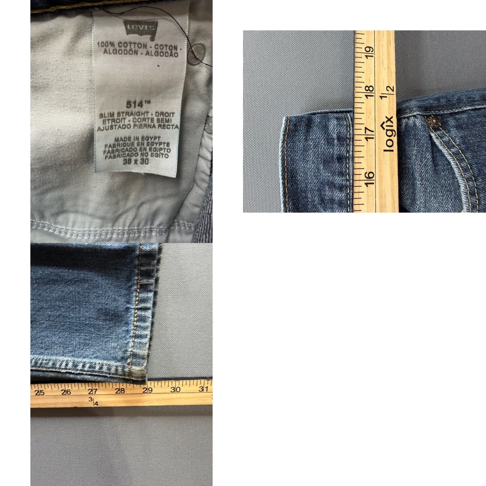Levi's Levi's 514 Slim Straight Jeans Mens Blue Medium Wash 35x29 Size US 35 - 9 Thumbnail