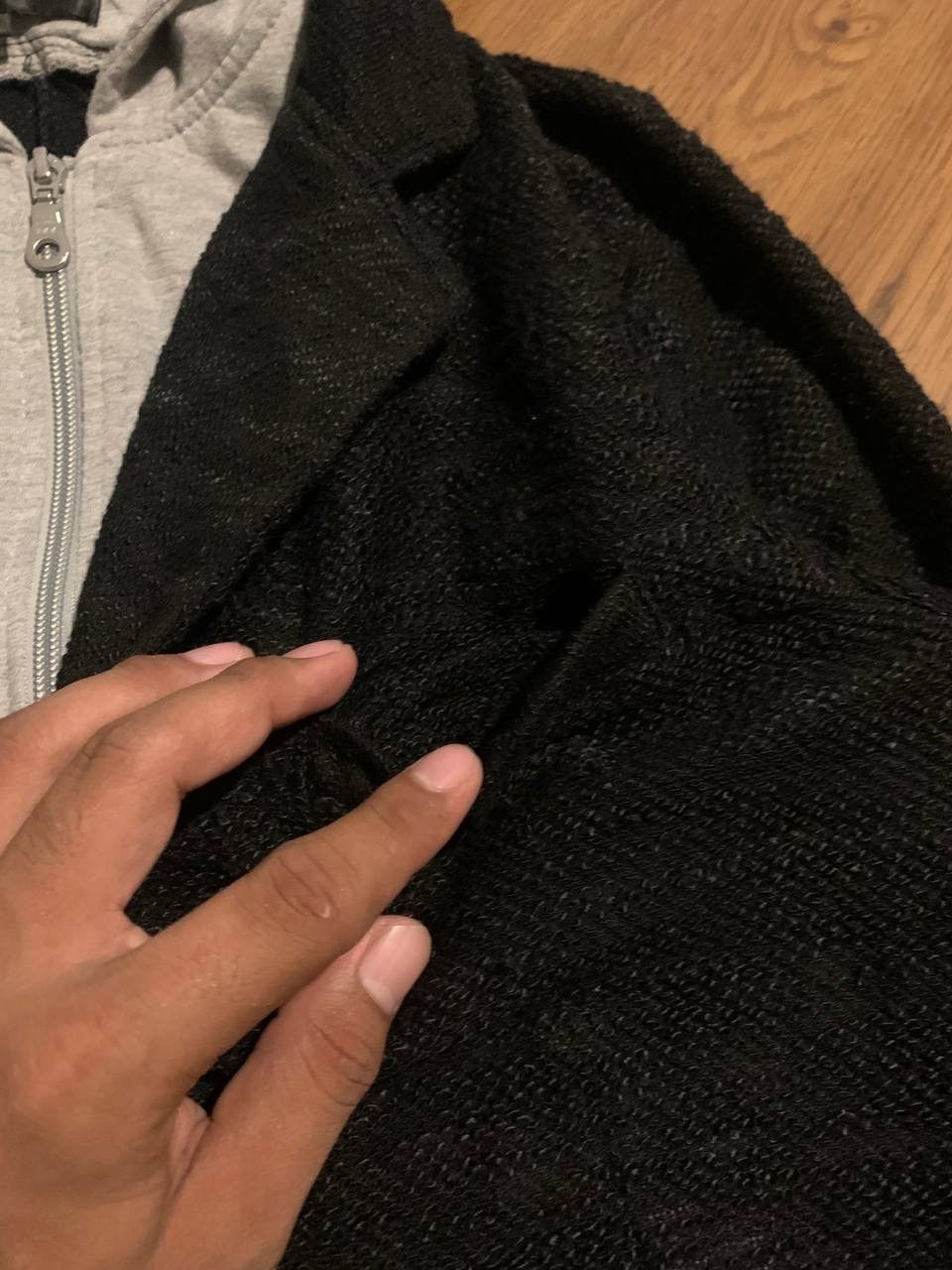In The Attic In The Attic Black Knit Cardigan with Gray Hoodie Insert Size US L / EU 52-54 / 3 - 10 Thumbnail