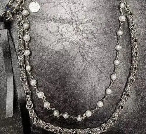 Jewelry Beaded Double Layer Wallet Chain, Pants Chain Size ONE SIZE - 2 Thumbnail