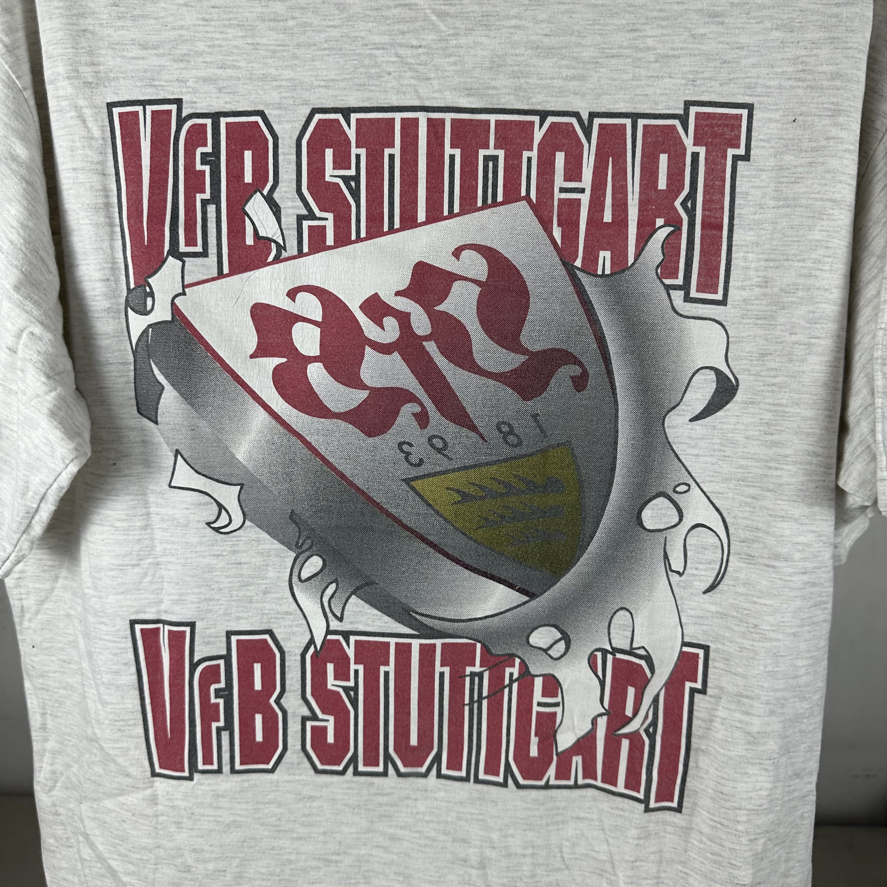 Vintage 90s VfB Stuttgart German Football Club Soccer Nutmeg T-shirt Size US L / EU 52-54 / 3 - 4 Thumbnail