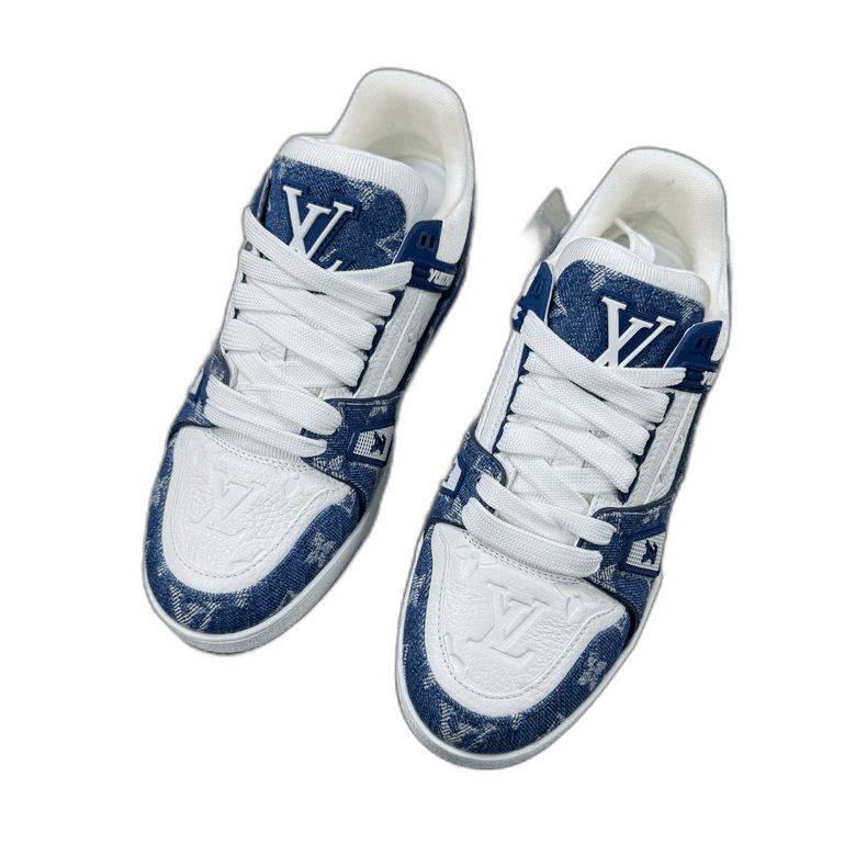 Louis Vuitton LOUIS VUITTON LV TRAINER White Blue Sneakers-2506 Size US 10 / EU 43 - 1 Thumbnail