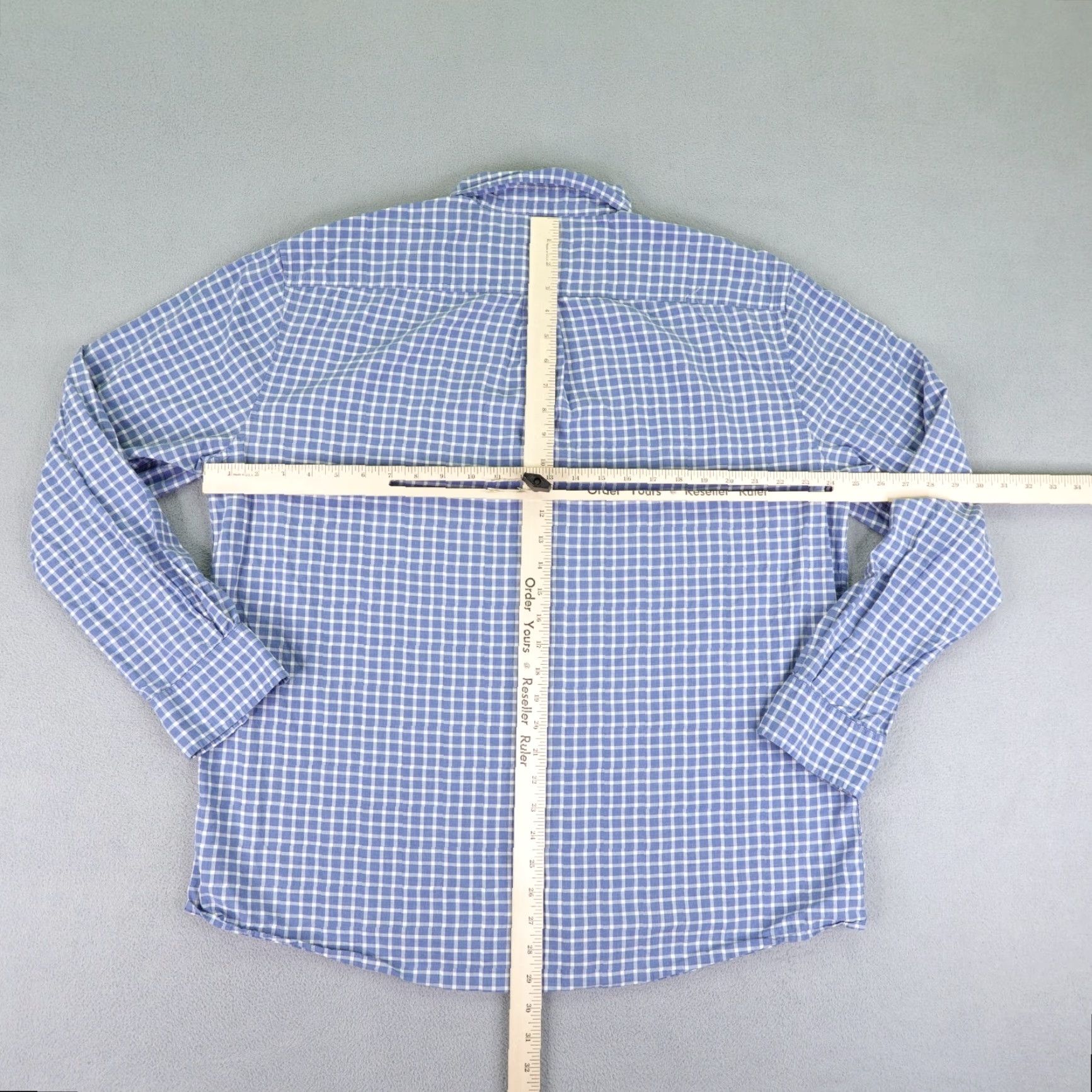 johnnie-O Johnnie O Shirt Mens XL Blue White Plaid Button Up Long Sleeve Surf Lightweight Size US XL / EU 56 / 4 - 6 Thumbnail