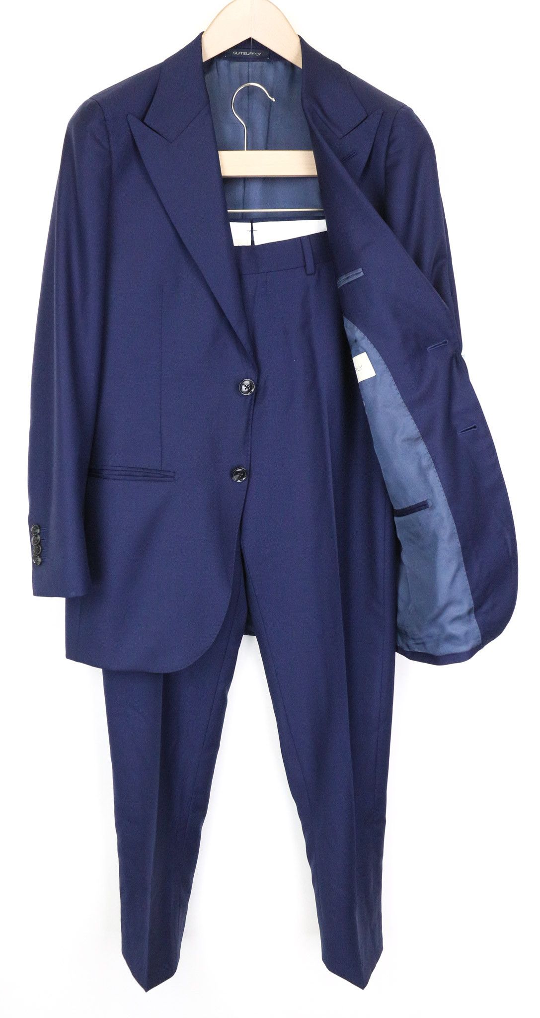 LA SPALLA UK34R Blue 2 Pc Slim Wool S110s Suit 86912