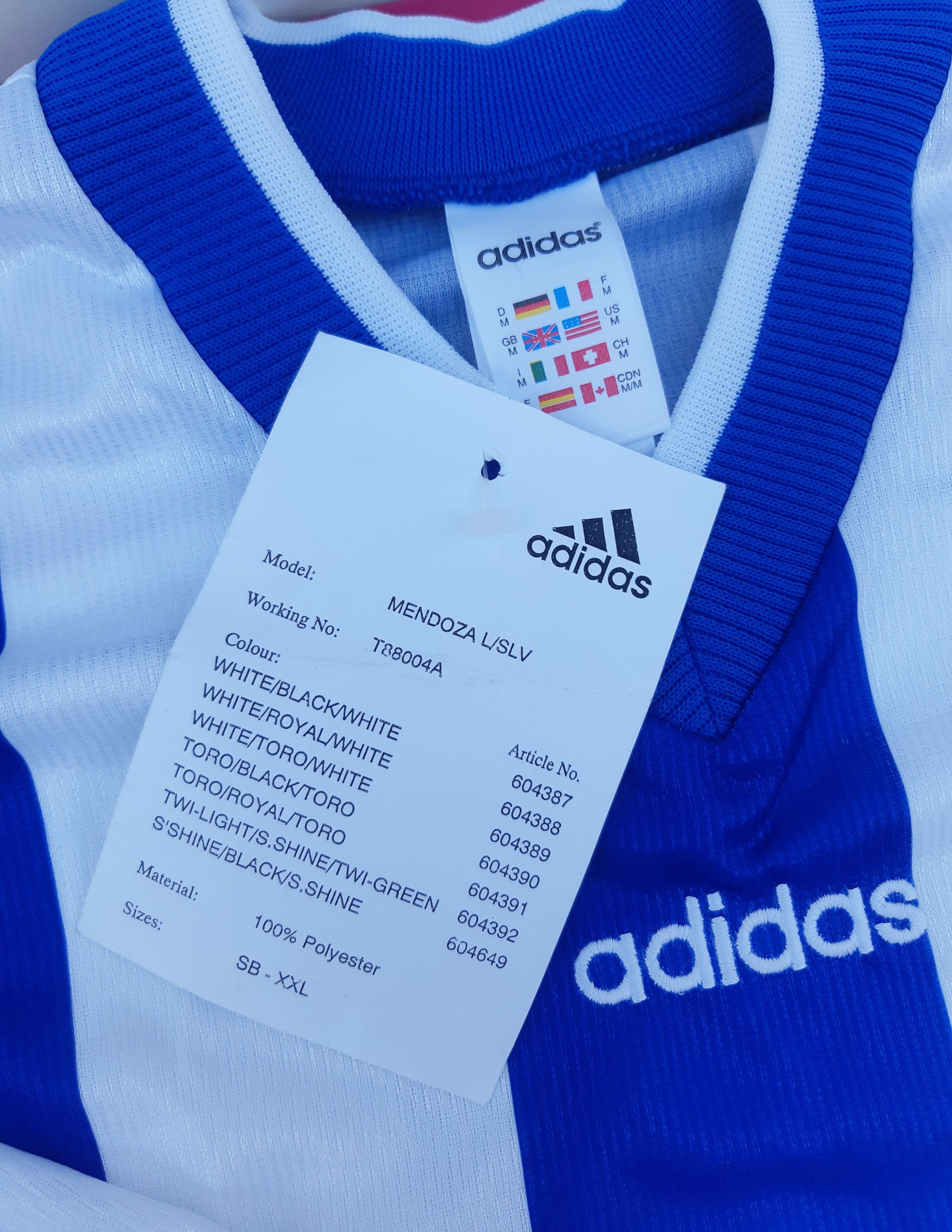 Adidas 90s ADIDAS Soccer Jersey mod. Mendoza Made in UK size M NEW Size US M / EU 48-50 / 2 - 4 Thumbnail