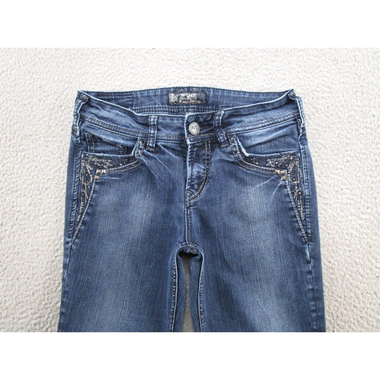 Silver Jeans Co. Silver Jeans Co Suki 17" Selvedge Denim Blue Stretch Jeans Womens Size 28x33 Size 28" / US 6 / IT 42 - 3 Thumbnail