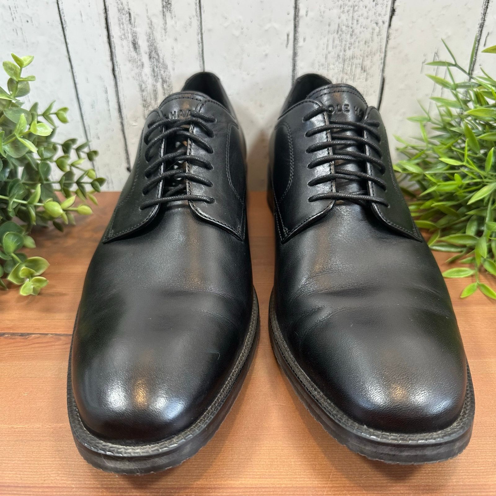 Cole Haan Modern Essentials Leather Plain Toe Oxfords Black Footwear