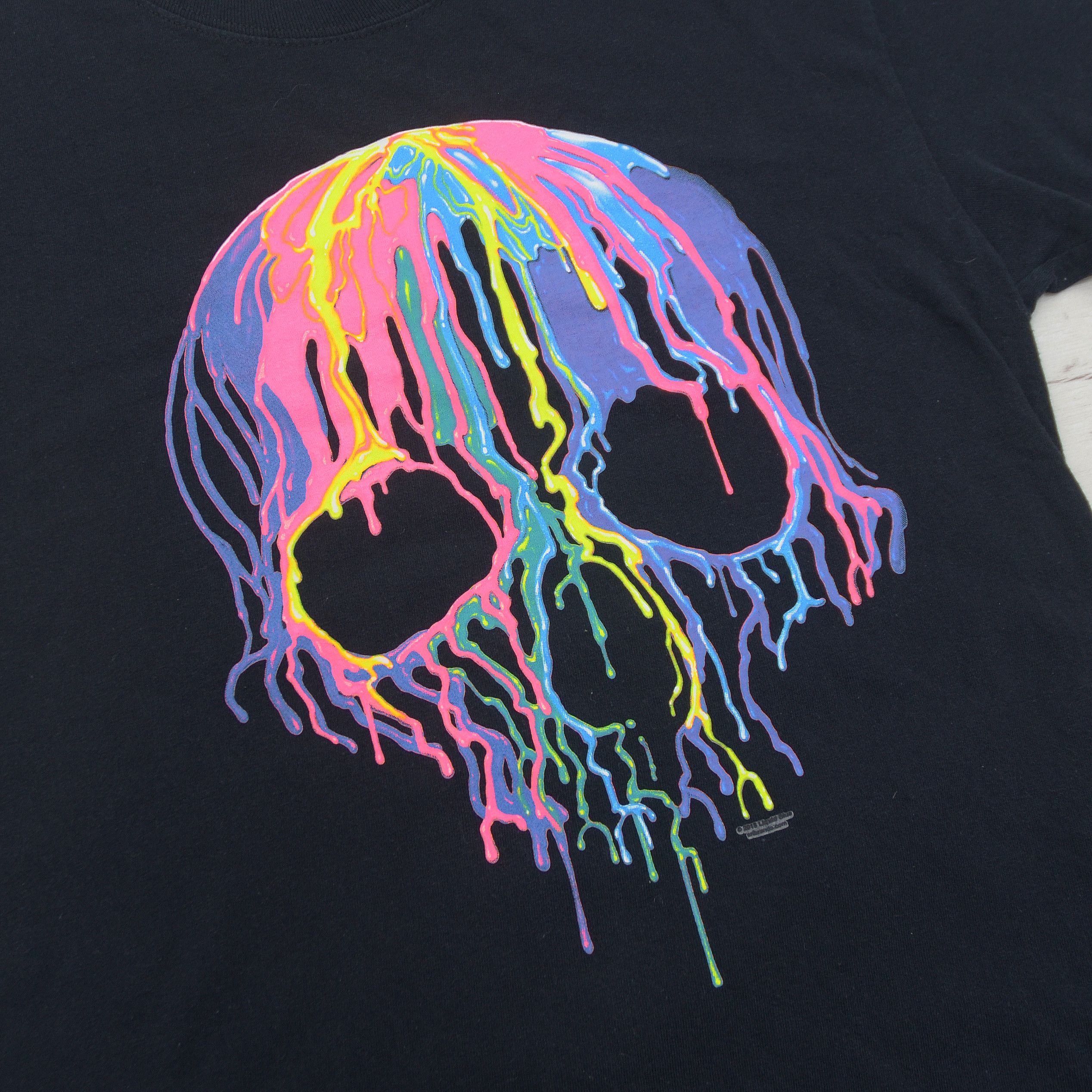 Japanese Brand Melting Skull Biker Motorcycle Gothic T-Shirt Tee NEON merc Size US M / EU 48-50 / 2 - 4 Thumbnail