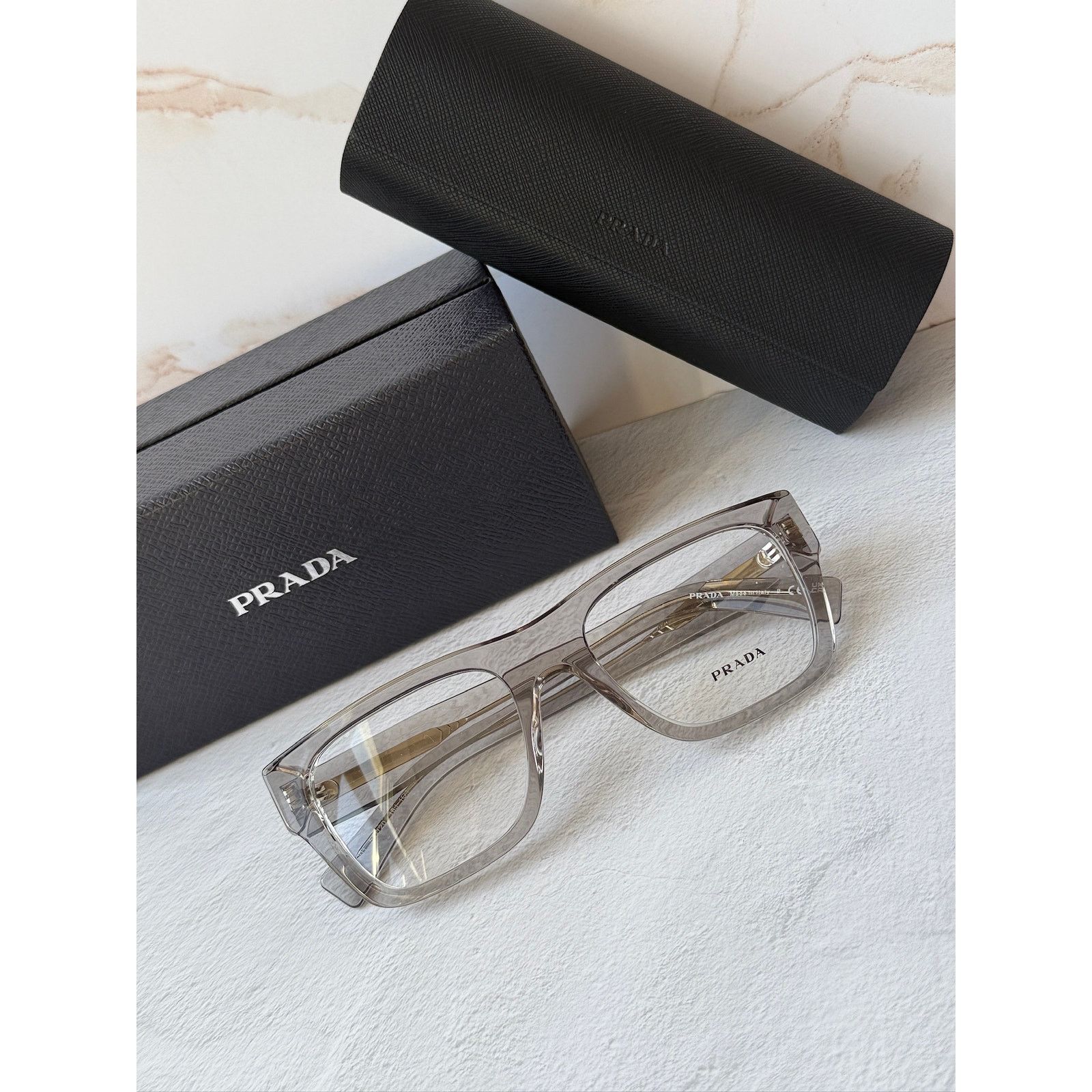 Prada NEW Prada PR C01V Transparent Grey Unisex Eyeglasses Frames Size ONE SIZE - 2 Thumbnail