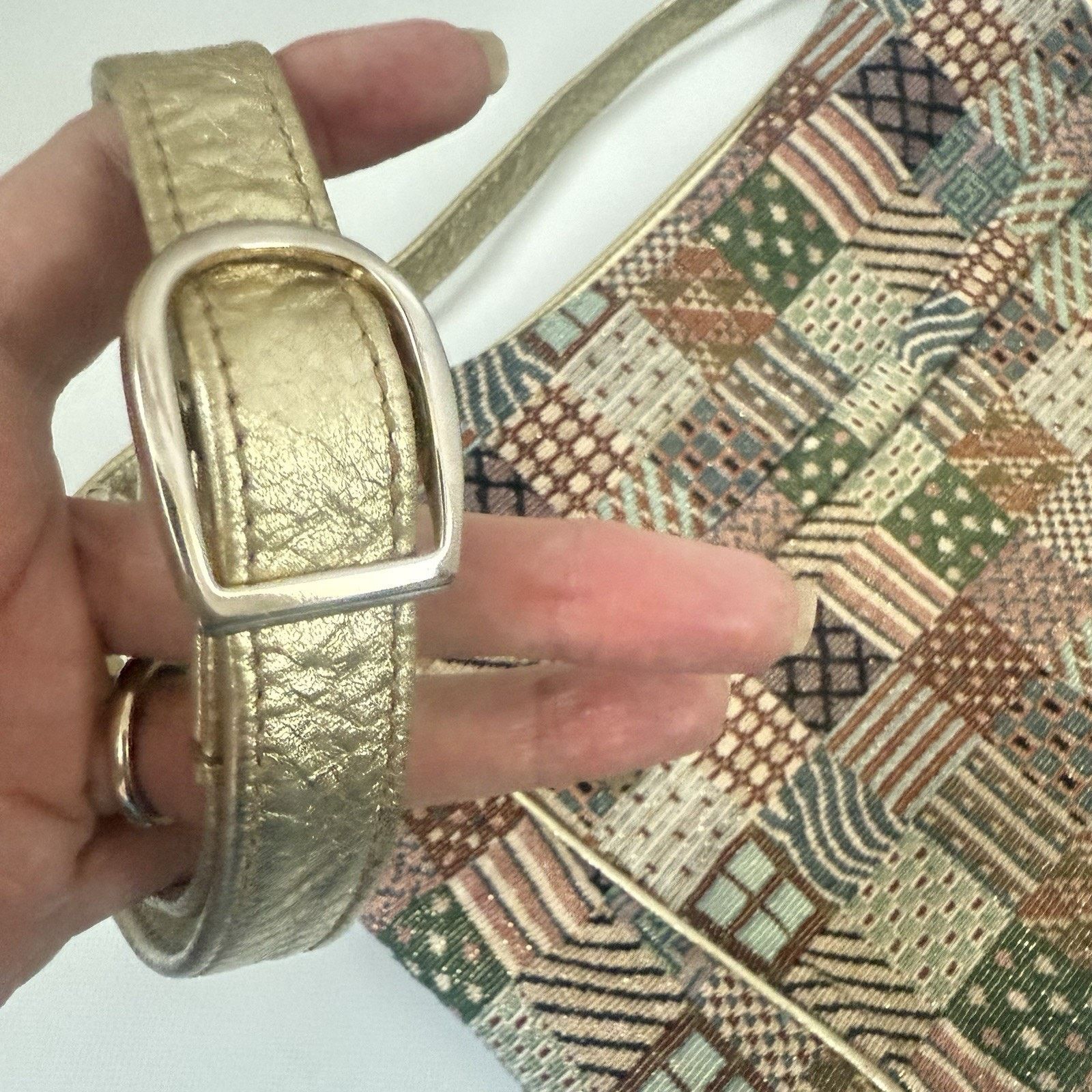 SAS Vtg SAS Tapestry Leather Patchwork Purse Grandmacore Size ONE SIZE - 9 Thumbnail