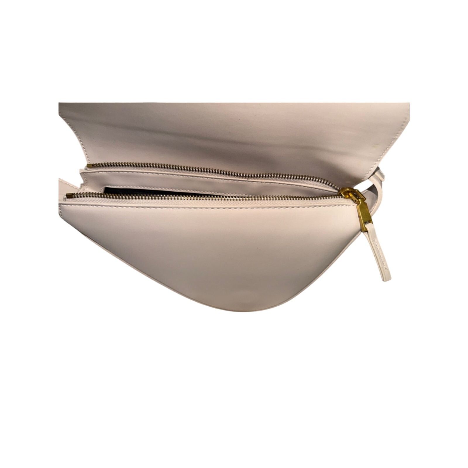 Zara Zara Cream Asymmetric Bag Sculptural Half Moon Purse EUC Size ONE SIZE - 11 Thumbnail
