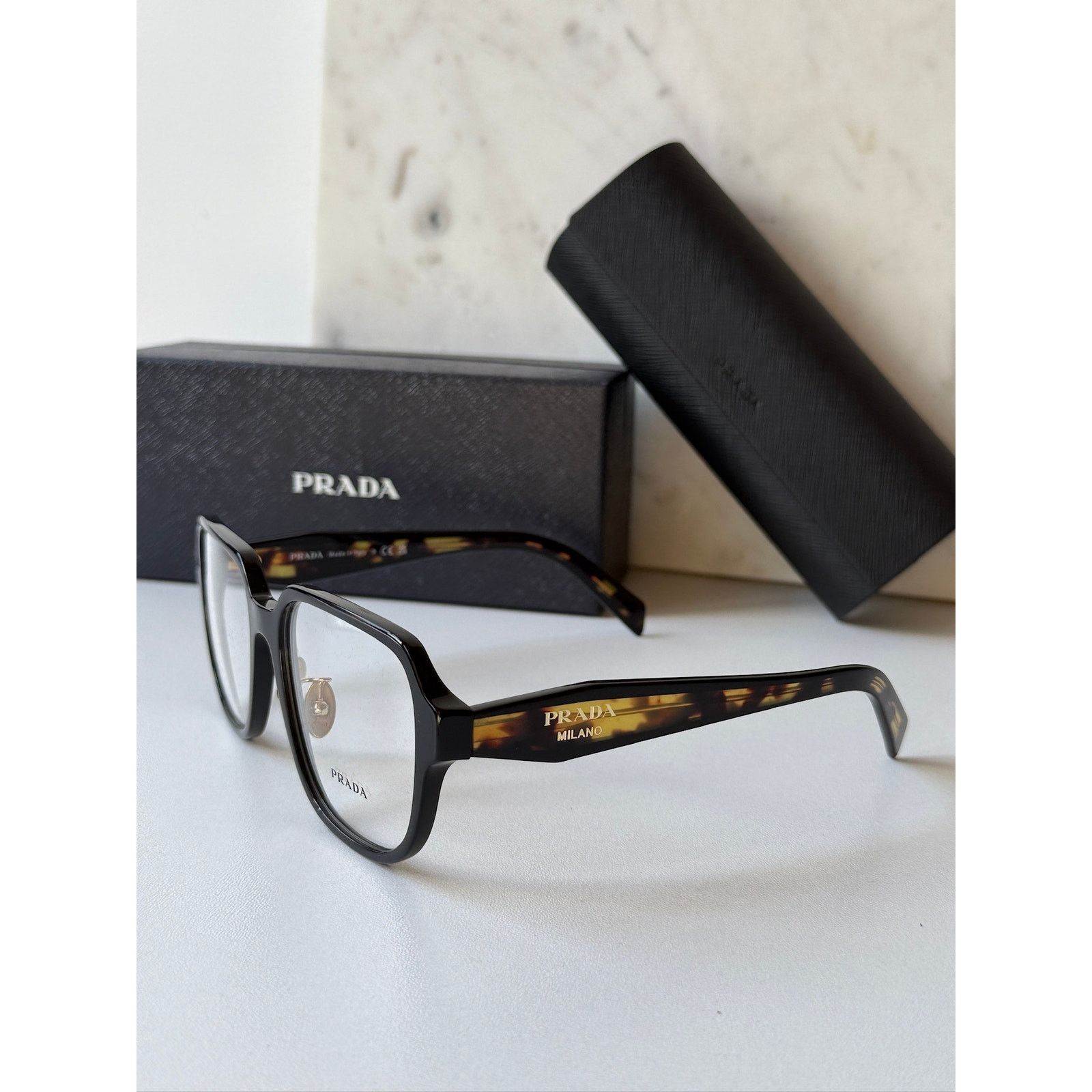 Prada NEW Prada PR B07VD Black Tortoise Eyeglasses Frames Size ONE SIZE - 4 Thumbnail