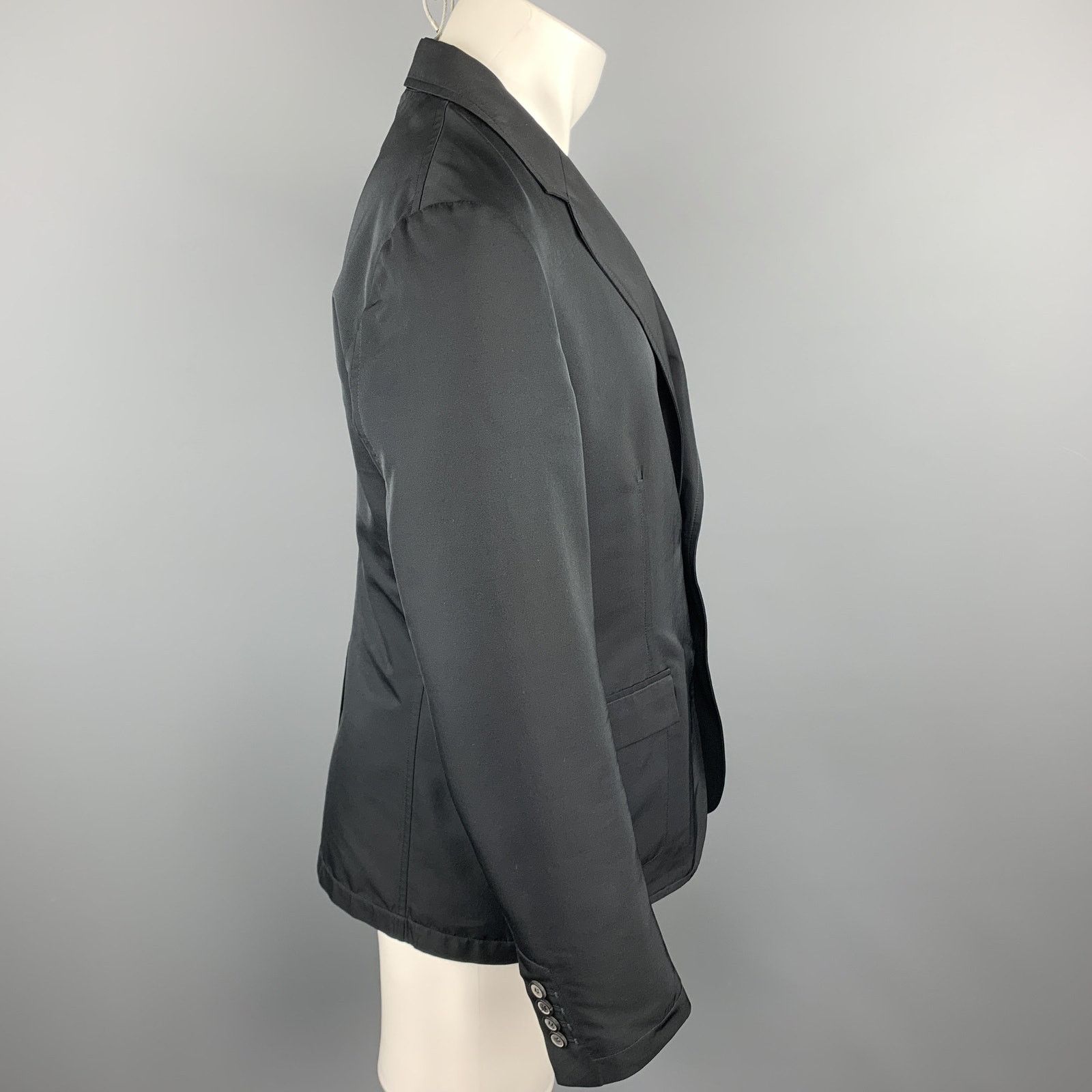 Lanvin LANVIN Size 38 Black Polyester / Wool Notch Lapel Sport Coat Size 38R - 3 Thumbnail