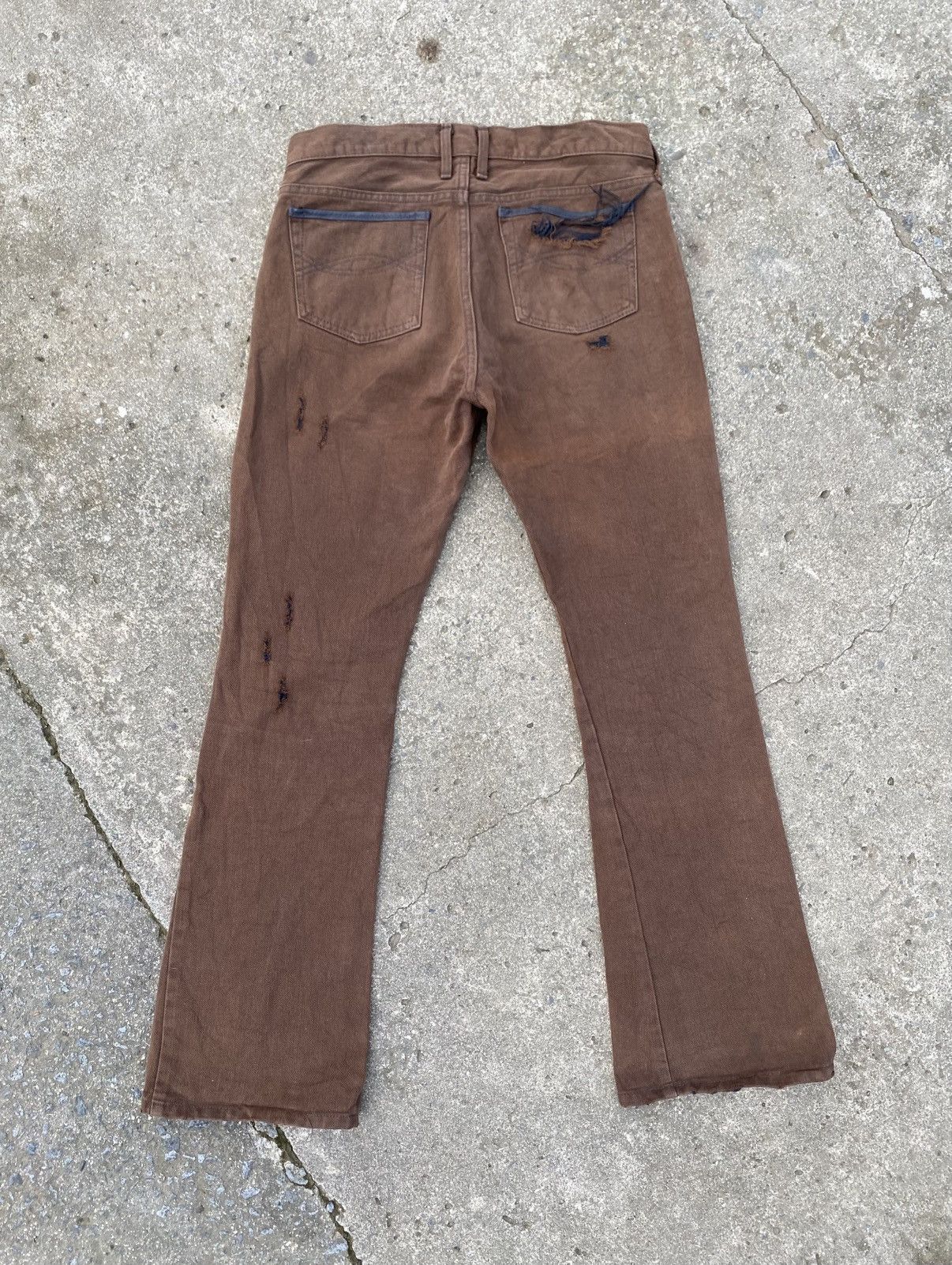 14th Addiction × KMRii RAGE Brown Thick Cotton Flare Denim Size US 31 - 2 Thumbnail