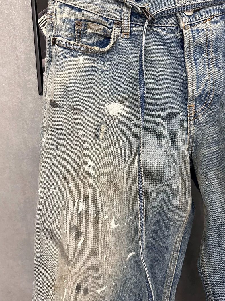 Acne Studios Acne Studios size:34 Splashed ink stained blue wide-leg wo Size 33" - 3 Thumbnail