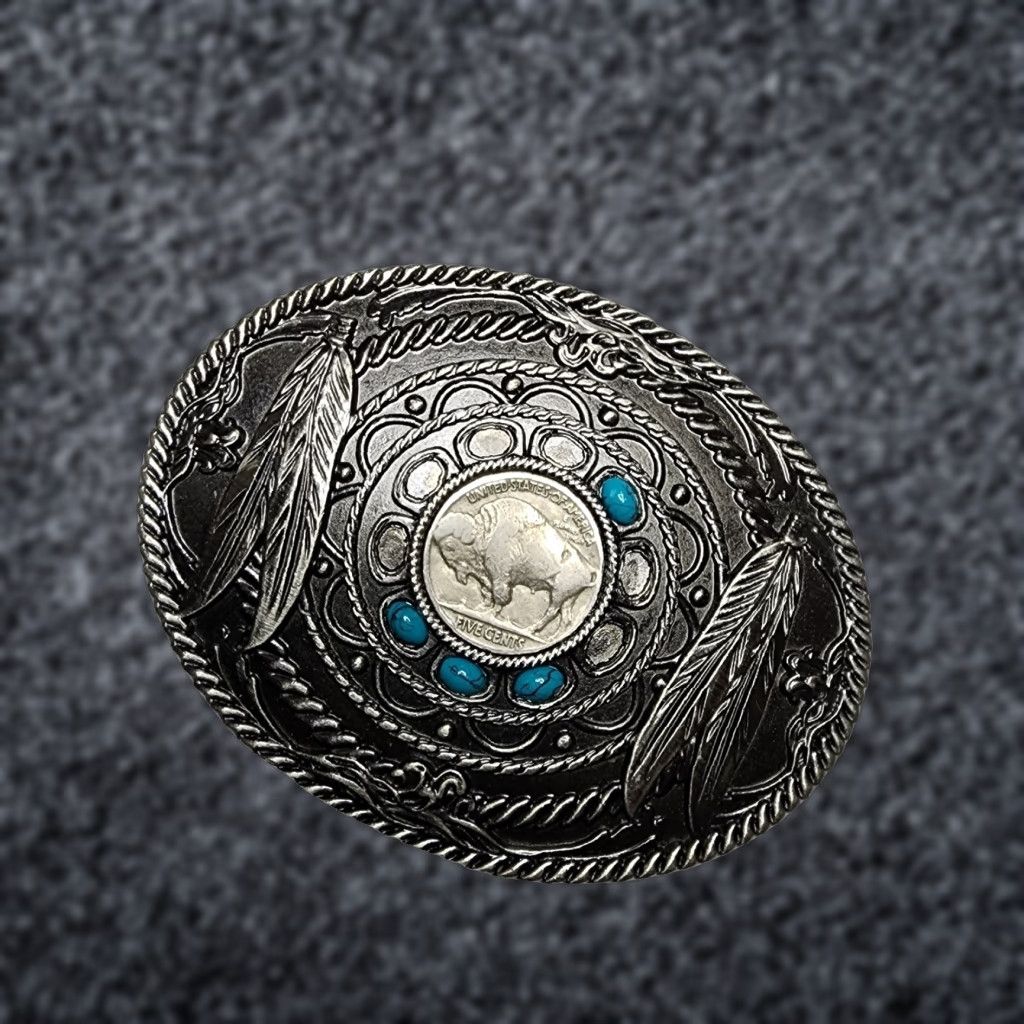 Vintage VINTAGE FCM Retro Coin Belt Buckle Buffalo Nickel Silver Metal Western Adult Unisex Size ONE SIZE - 1 Thumbnail