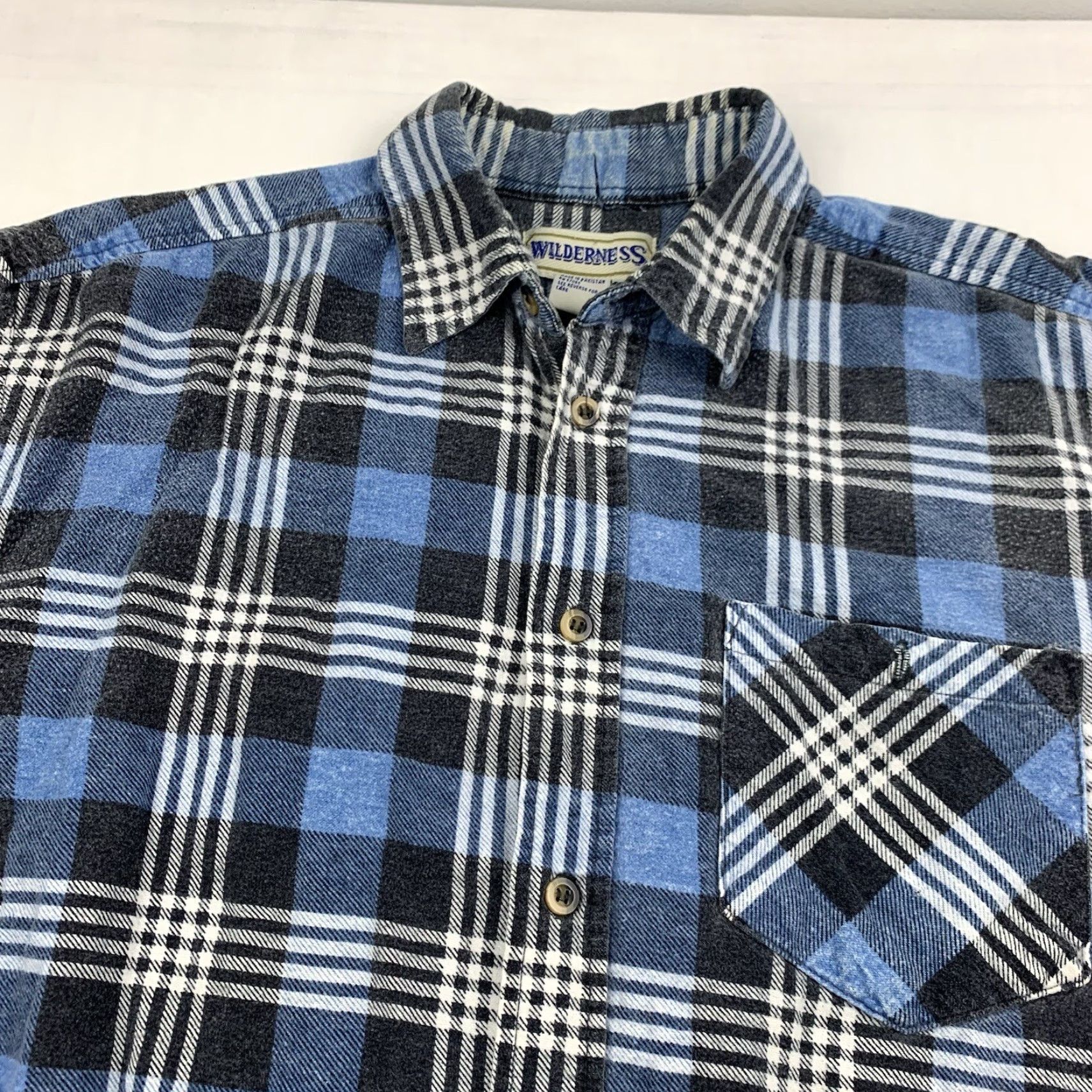 Vintage Vintage Wilderness Button Down Flannel Shirt Adult Large Blue Plaid 90s Outdoors Size US L / EU 52-54 / 3 - 2 Thumbnail