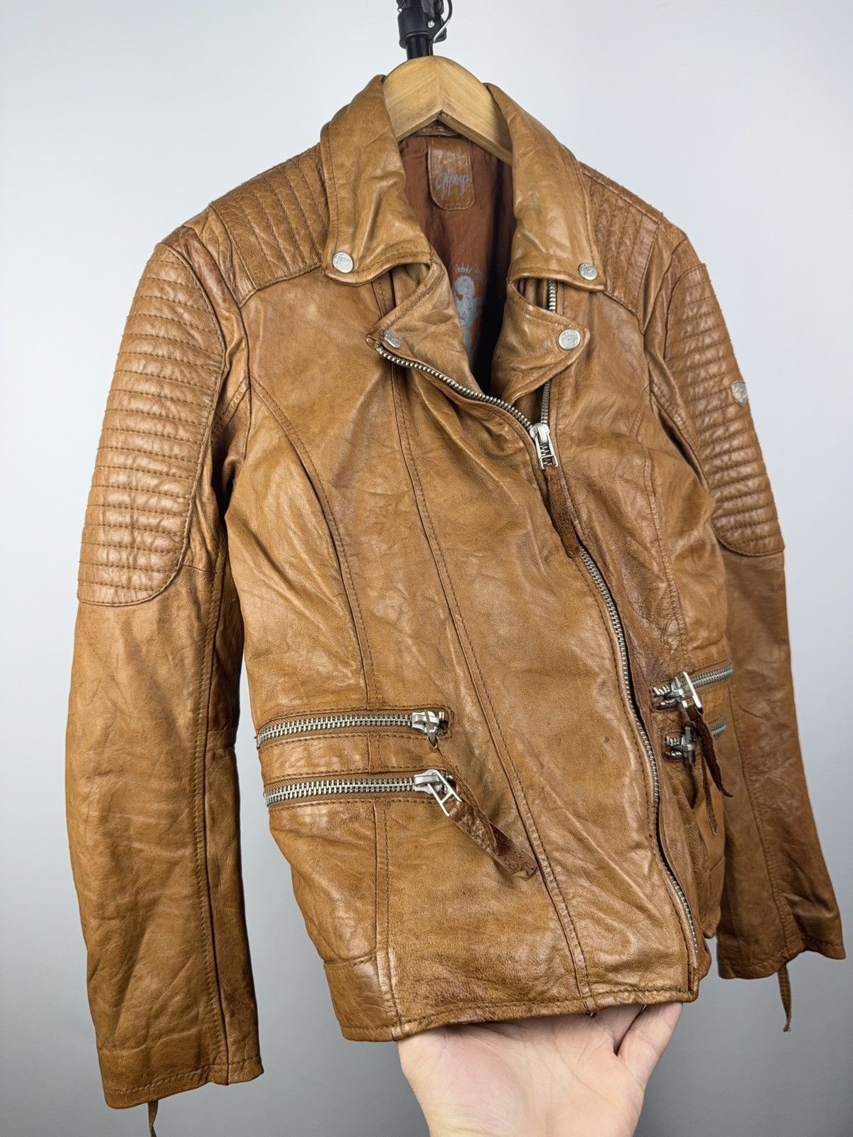 Gypsy Avant Garde 00s Y2K Gipsy Leather Moto Racing Jacket Brown L Size L / US 10 / IT 46 - 3 Thumbnail