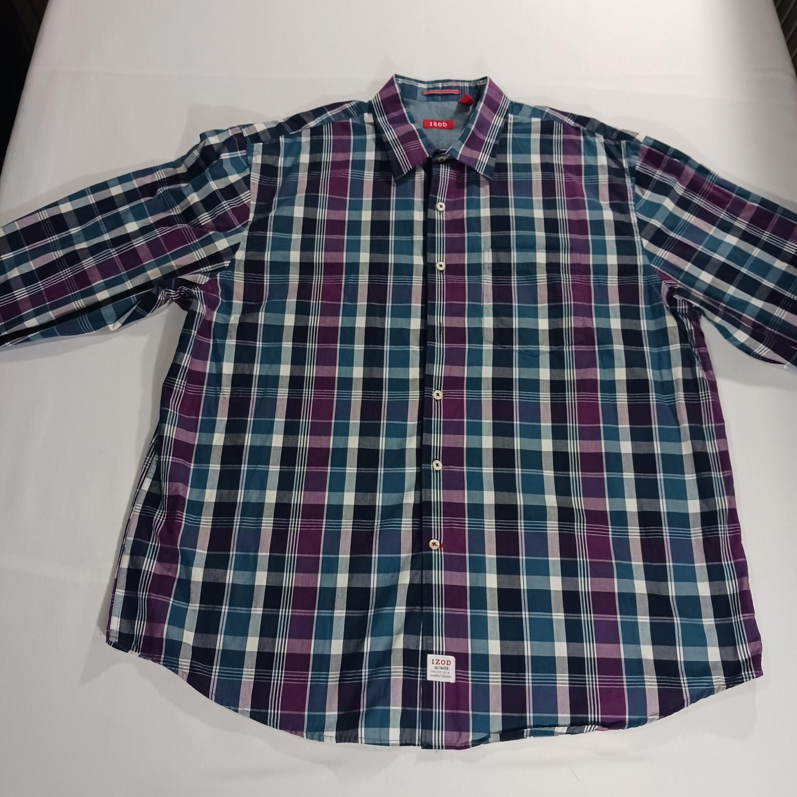 Izod IZOD Saltwater 45FW486 Mens XL Multicolor Button Plaid Shirt Size US XL / EU 56 / 4 - 12 Thumbnail