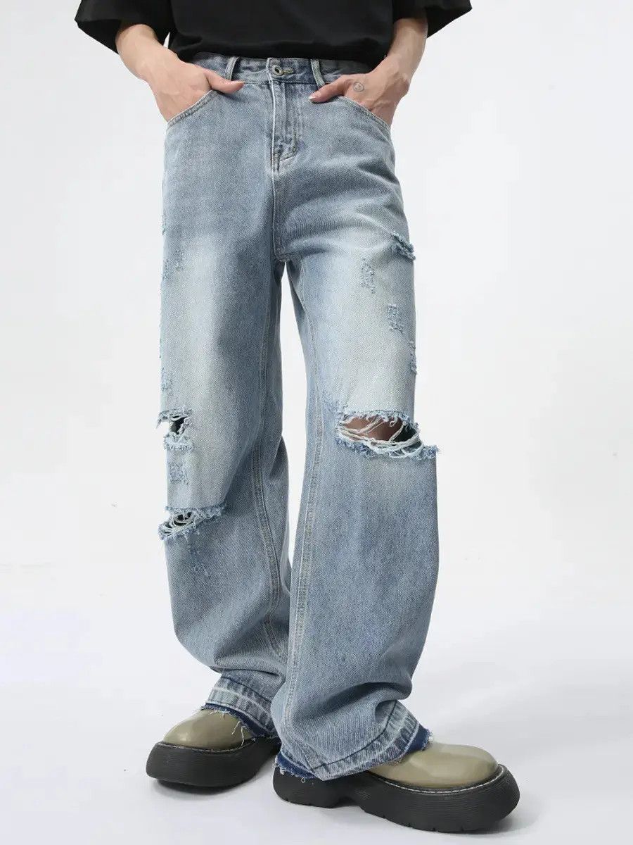 Japanese Brand Retro loose high street ripped jeans Size US 32 / EU 48 - 1 Thumbnail