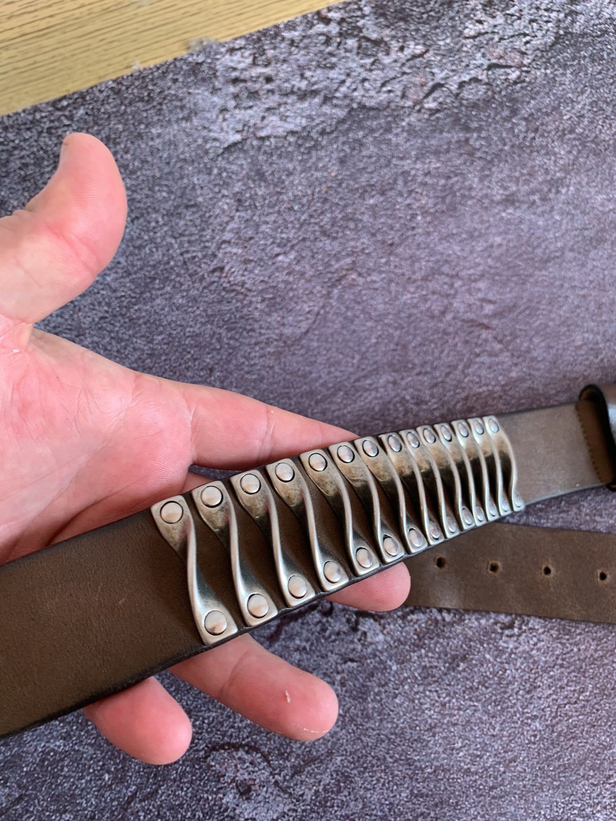 Vintage Berge Italy Leather Metal Avant Garde Opium Belt 95cm Size ONE SIZE - 12 Thumbnail