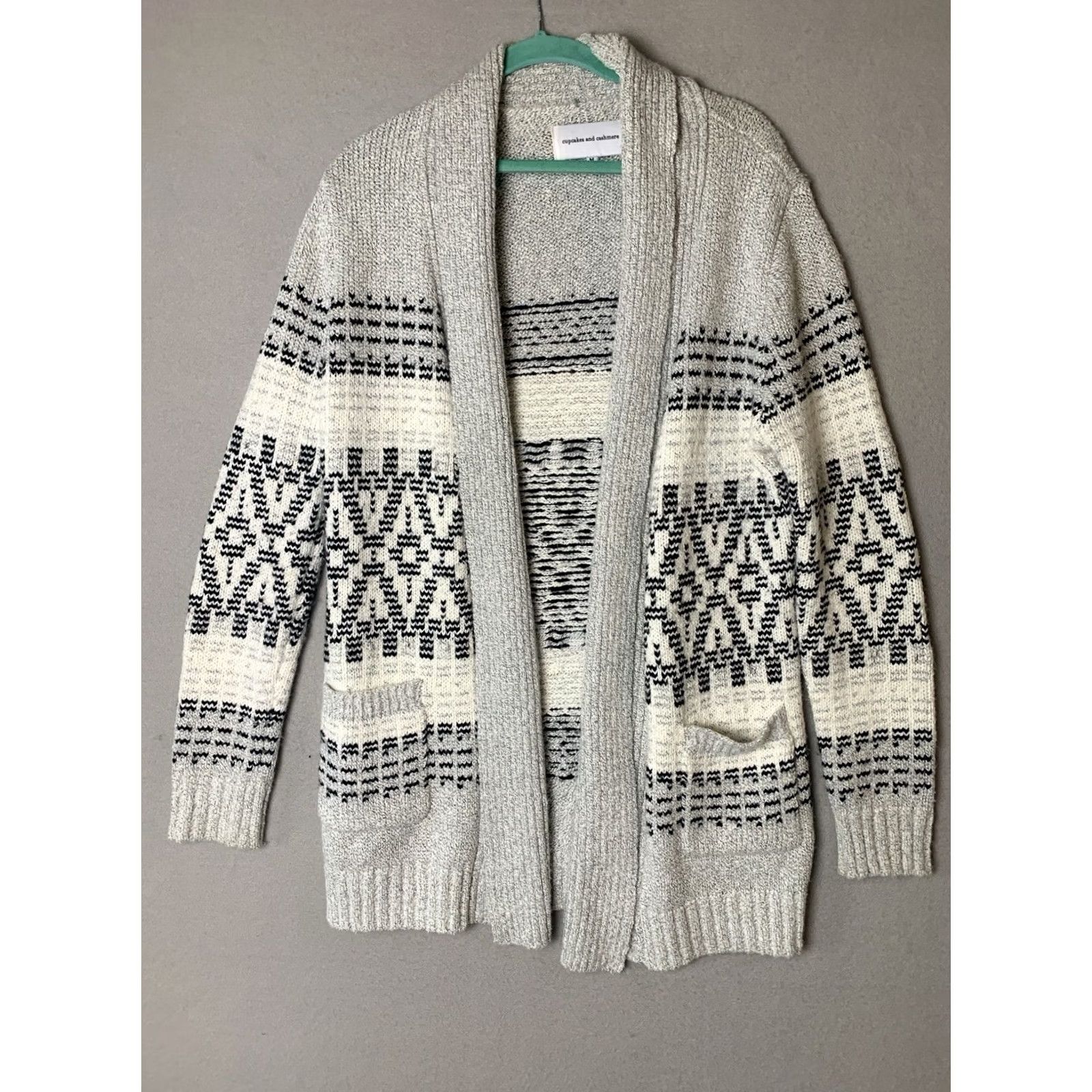 Vintage Cupcakes & Cashmere Sweater Woman M Gray Open Front Shawl Cardigan Size M / US 6-8 / IT 42-44 - 2 Thumbnail