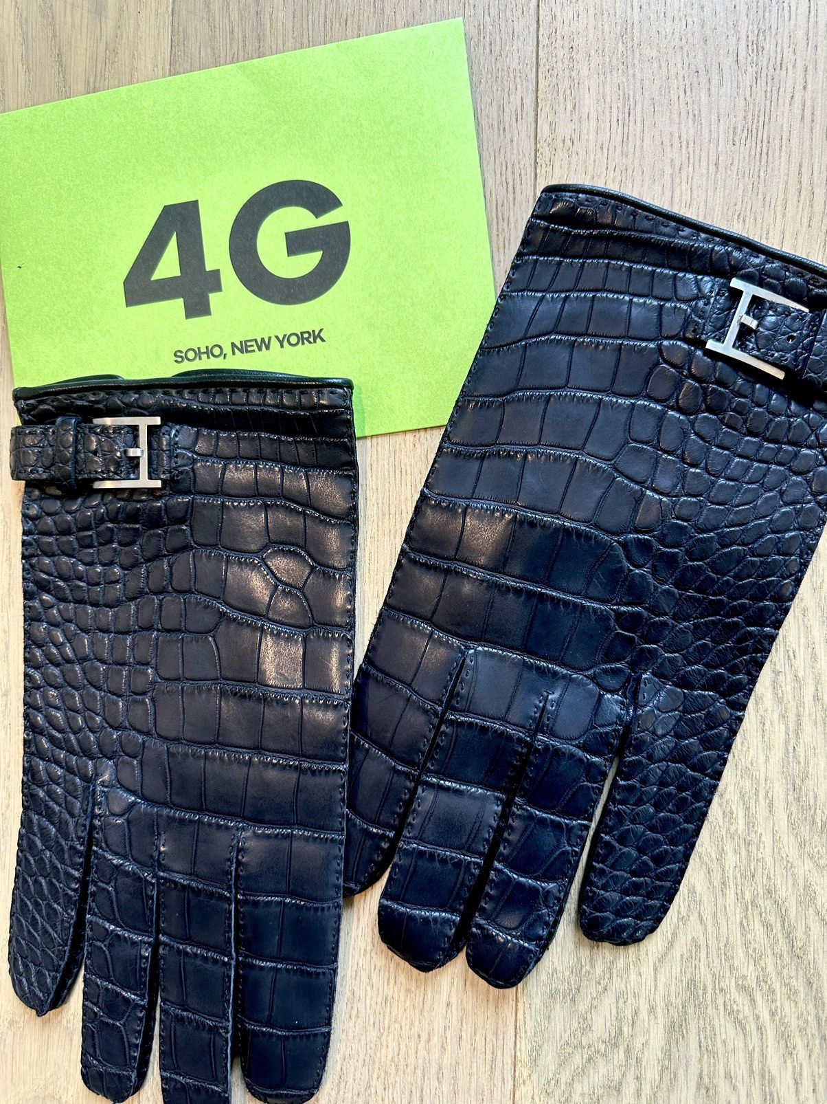 Hermes HERMES CROC ALLIGATOR BLACK XL GLOVES NEW Size ONE SIZE - 2 Thumbnail