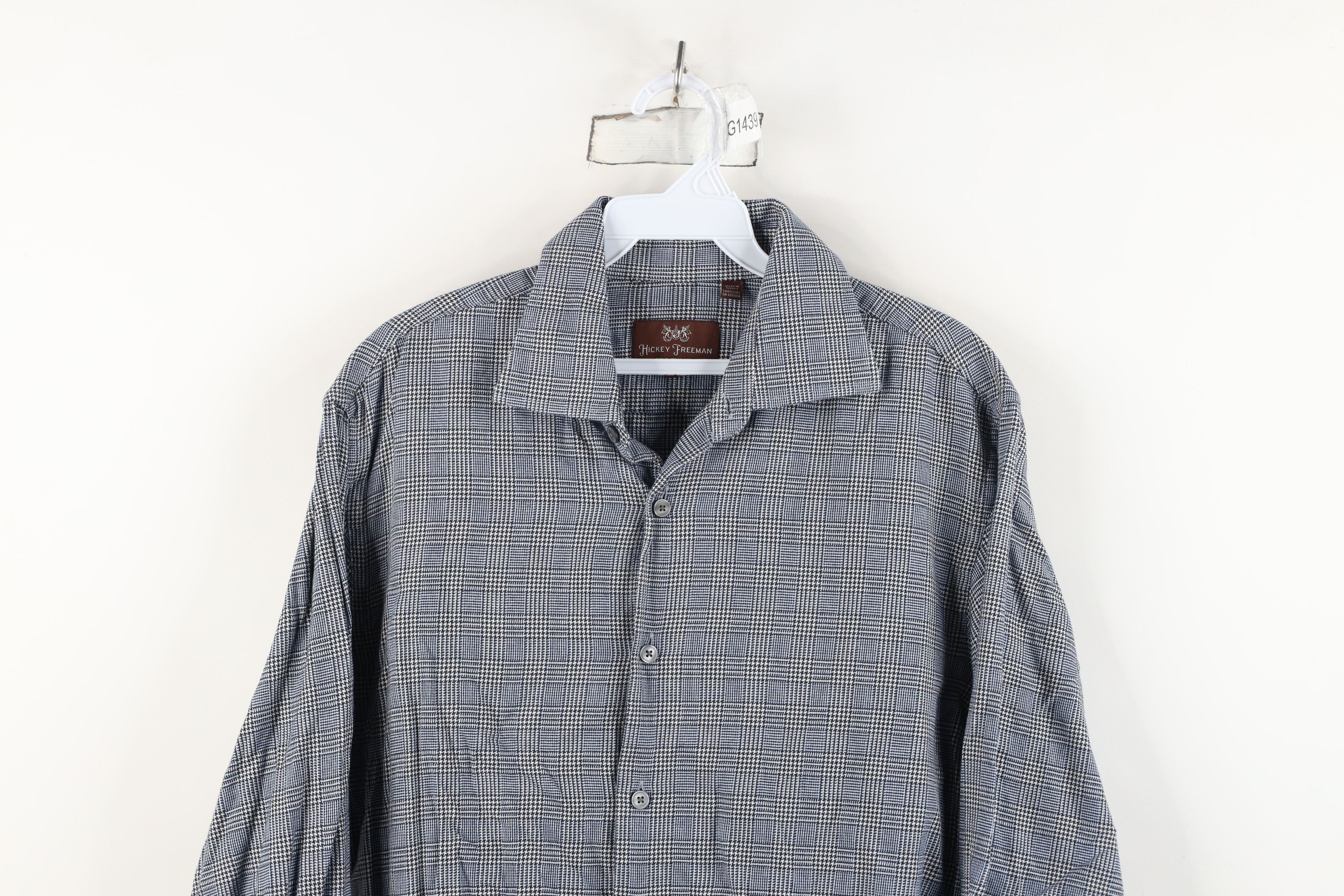 Hickey Freeman Vintage 90s Hickey Freeman Houndstooth Flannel Button Shirt Size US M / EU 48-50 / 2 - 2 Thumbnail
