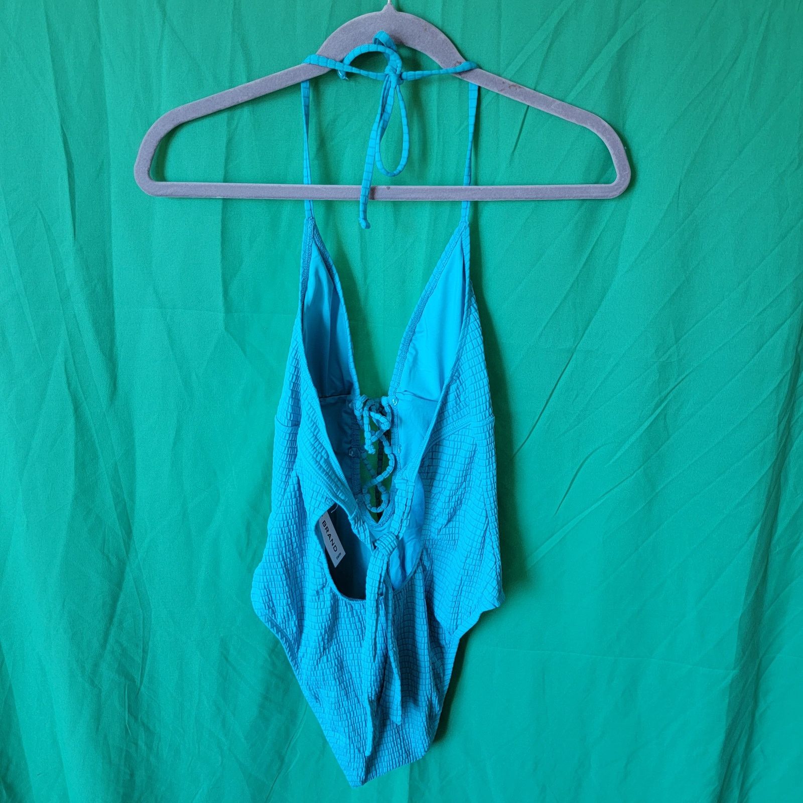 Lucky Brand Teal Wave Lace-Up Deep V-Neck One Piece Swimsuit Size Medium Size ONE SIZE - 13 Thumbnail