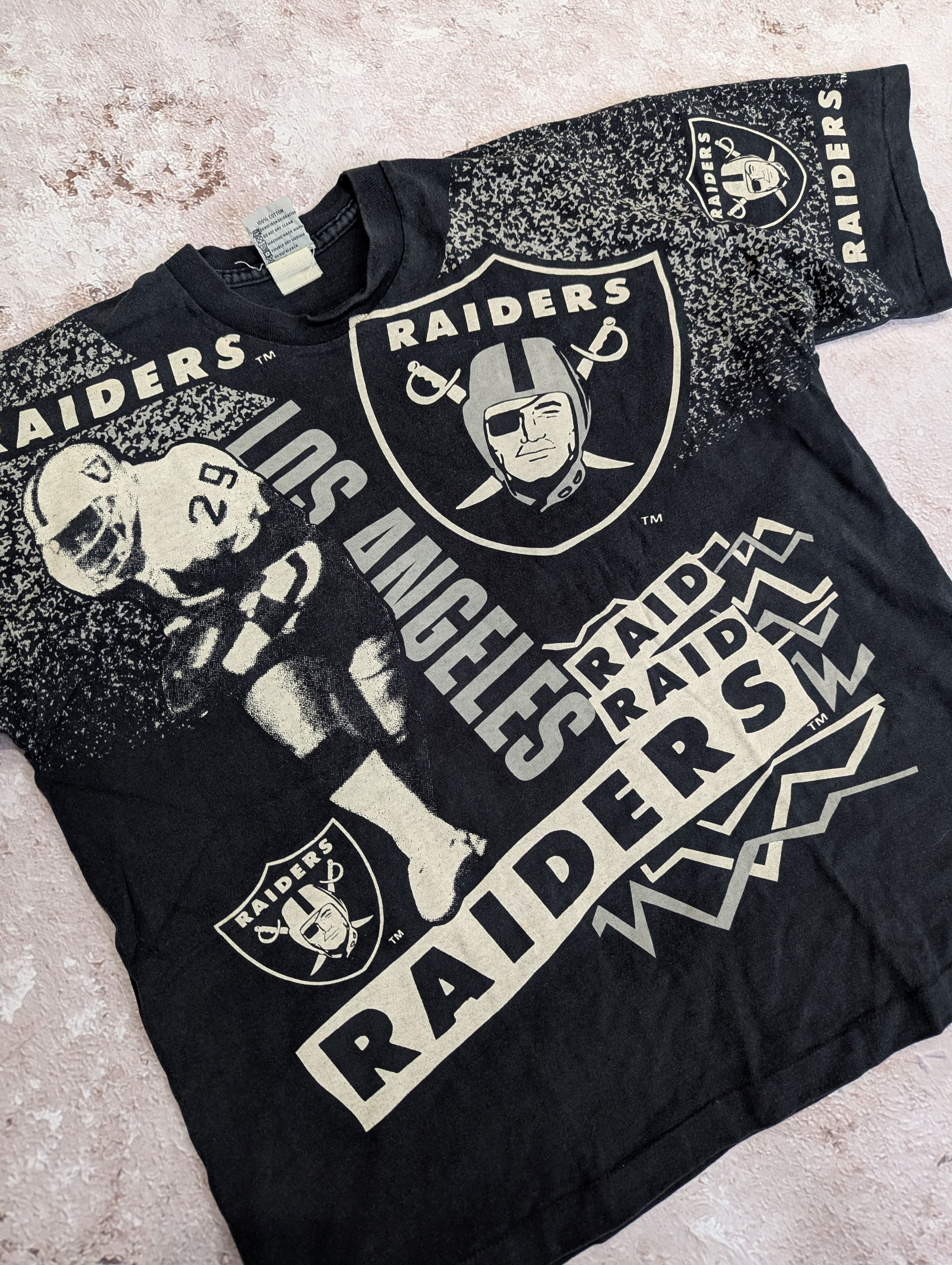 Vintage Los Angeles Raiders 1992 AOP Print Vintage 90s Boxy Rare Size US XL / EU 56 / 4 - 4 Thumbnail