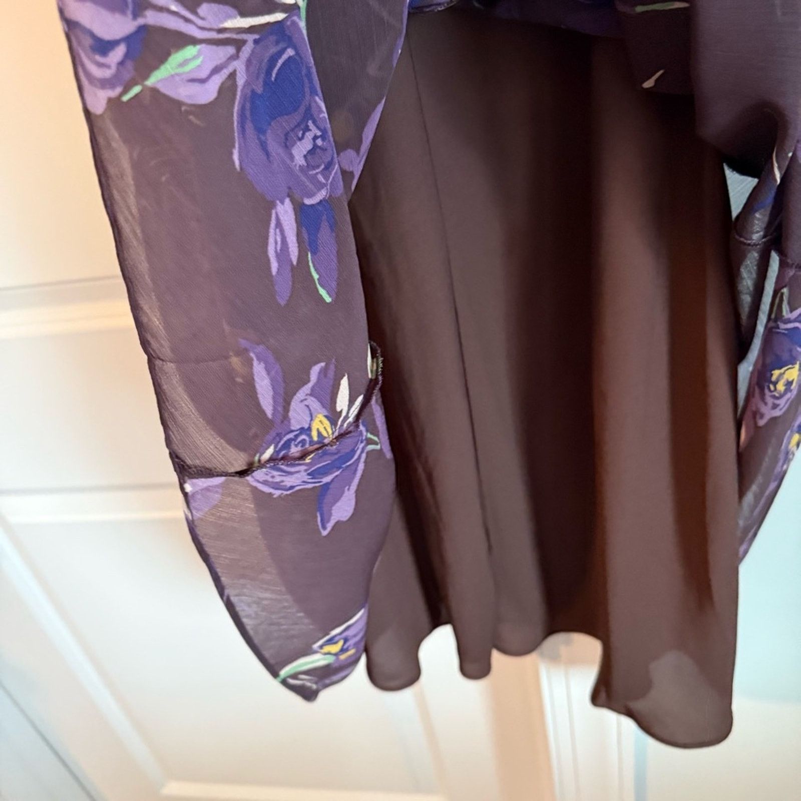 Lauren Ralph Lauren Elegant Brown and Purple Floral Ralph Lauren Dress Size XL / US 12-14 / IT 48-50 - 6 Thumbnail