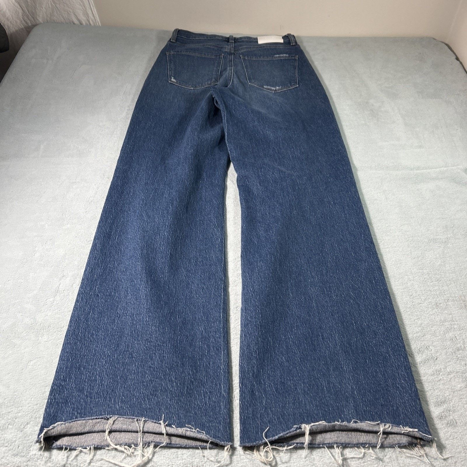 Express Beyond Baggy Distressed Rips Jeans Sz 2 28x33 Raw Hems Loose Size 26" / US 2 / IT 38 - 2 Thumbnail