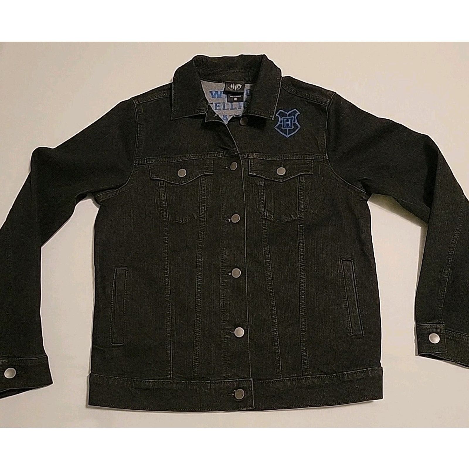 UNIVERSAL PRODUCTS. Harry Potter RavenClaw Denim Trucker Jacket SZ Medium Black Size M / US 6-8 / IT 42-44 - 2 Thumbnail