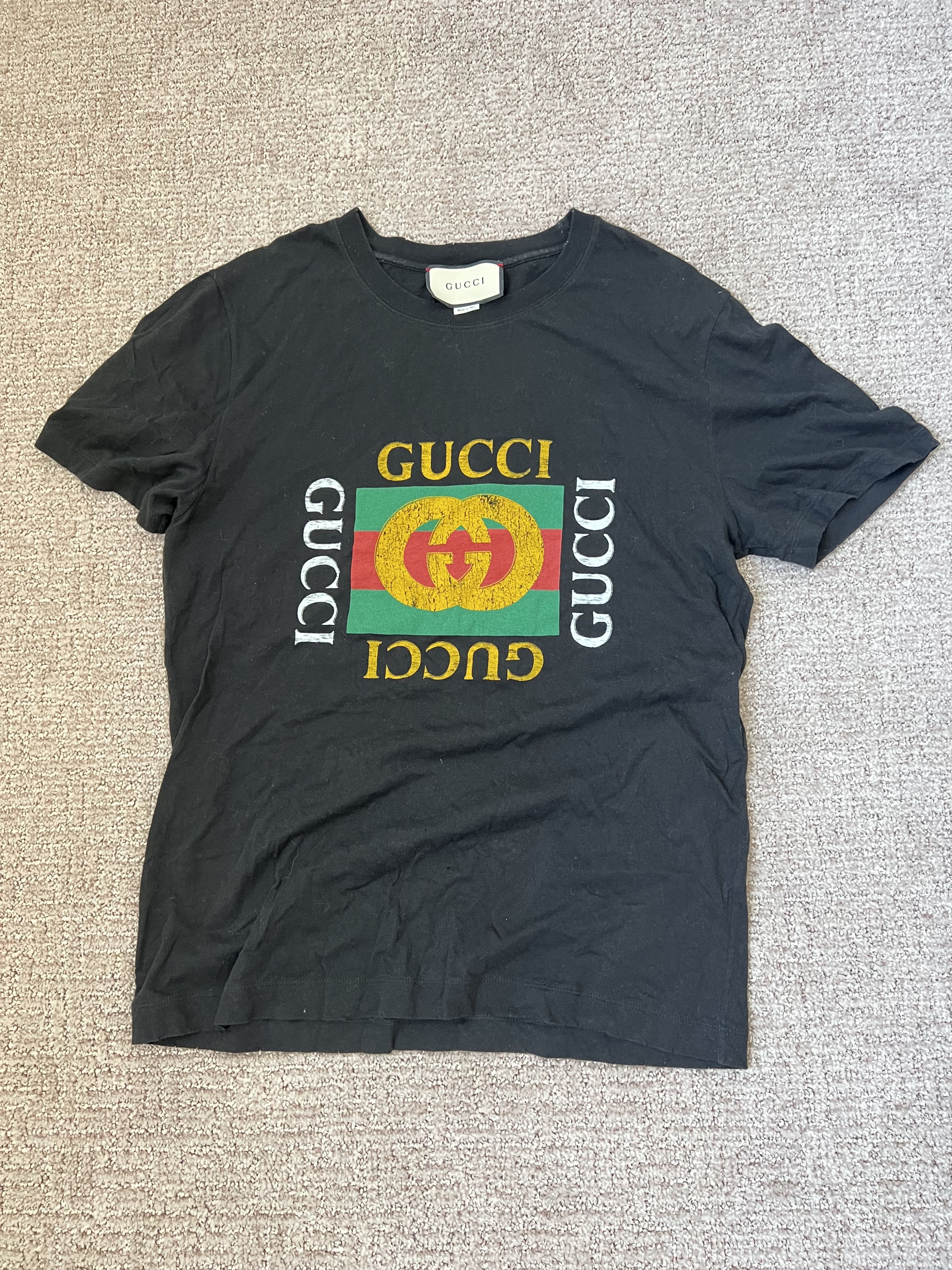 Gucci Gucci Logo Print Black T-Shirt (Size S, Made in Italy) Size US S / EU 44-46 / 1 - 1 Thumbnail